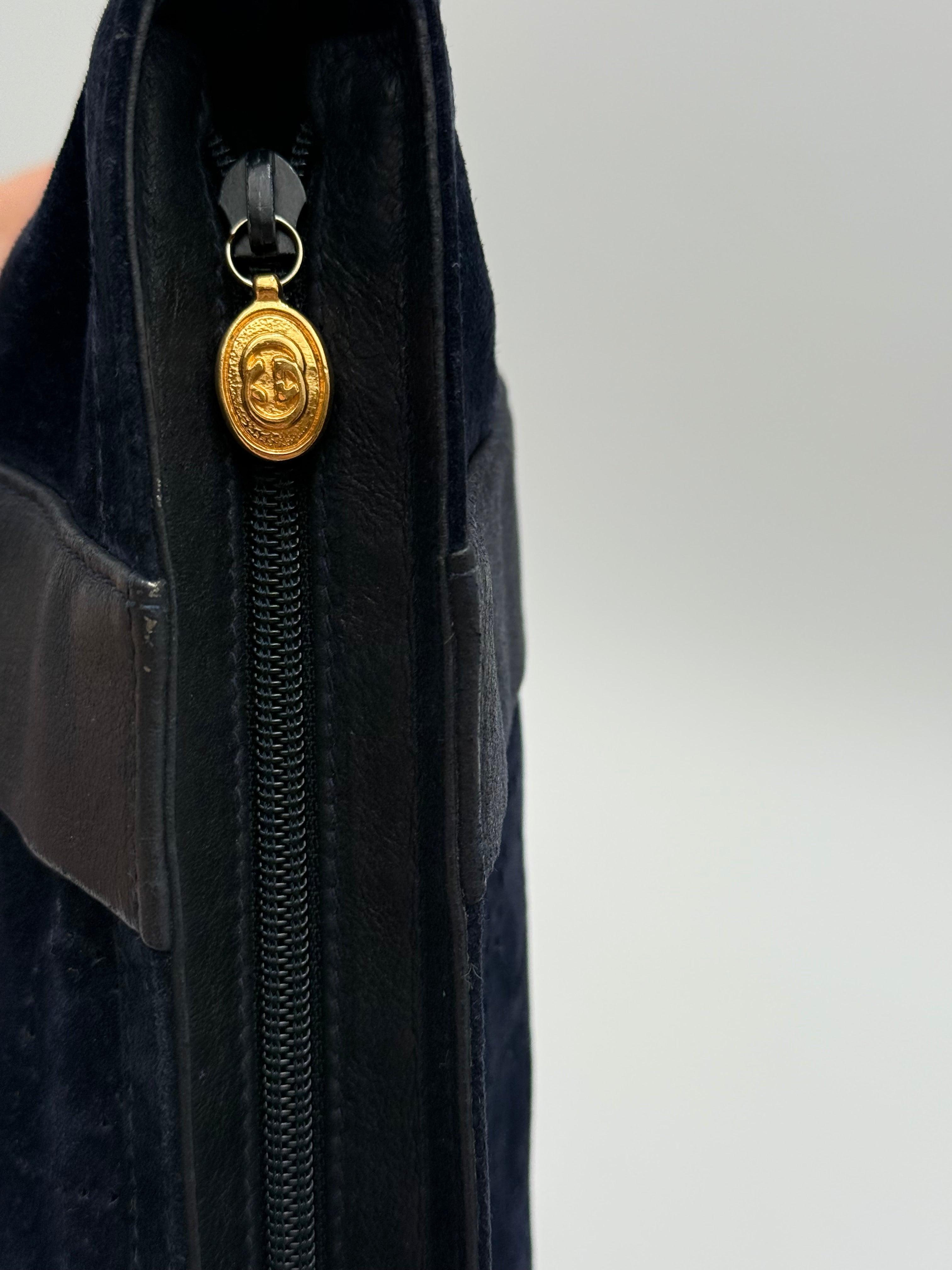 Gucci Pochette Vintage Tom Ford in Pelle Scamosciata Blu Navy - Mercatino di Ninni