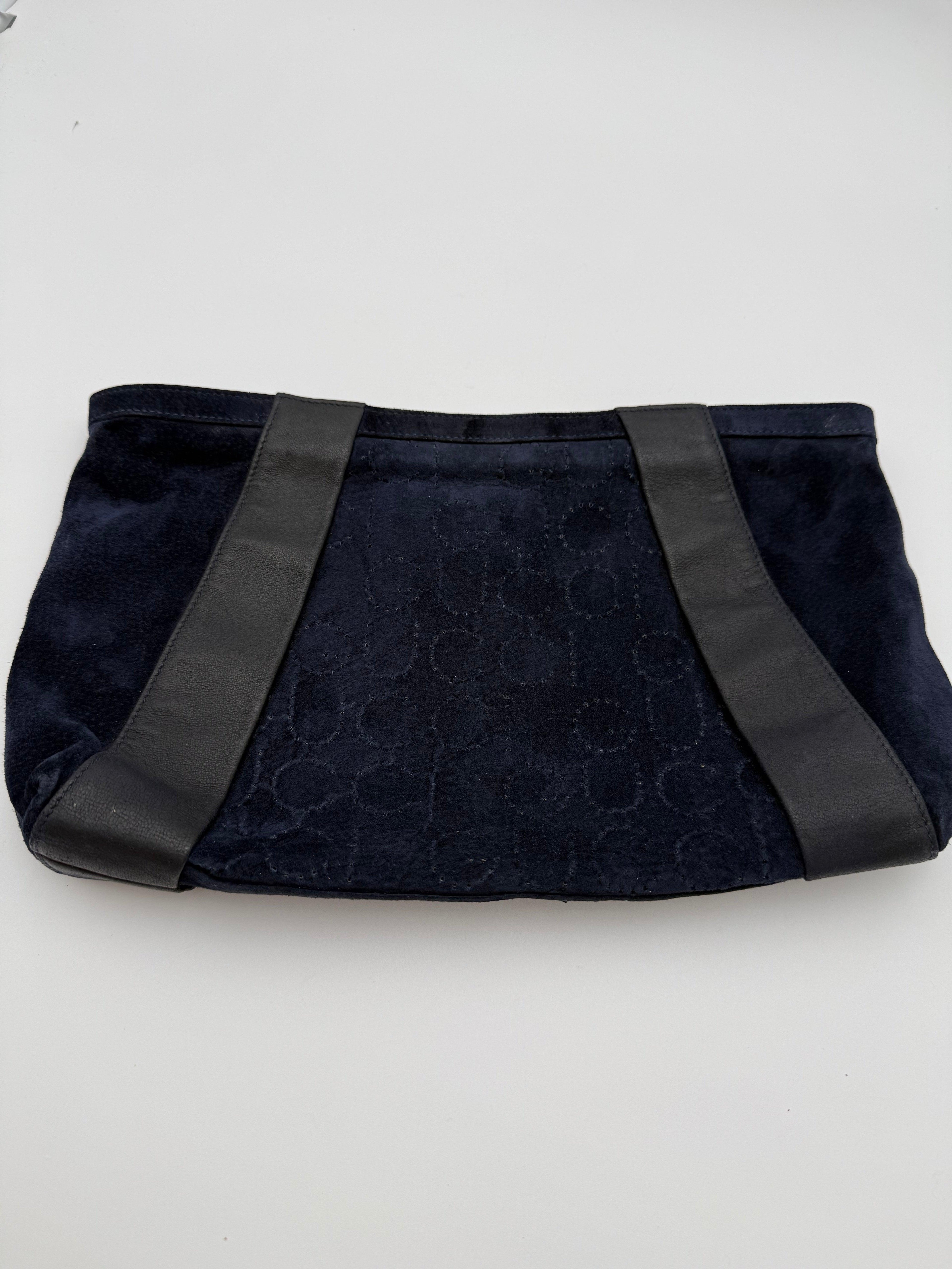 Gucci Pochette Vintage Tom Ford in Pelle Scamosciata Blu Navy - Mercatino di Ninni