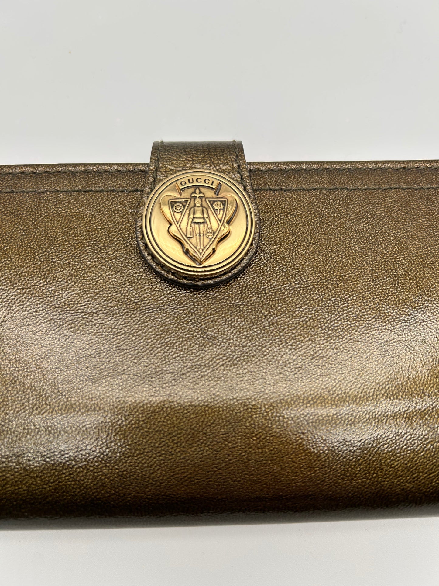 Gucci Portafoglio Hysteria in Pelle Lucida Marrone Gucci