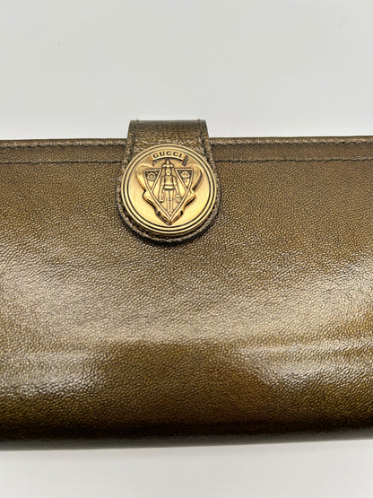 Gucci Portafoglio Hysteria in Pelle Lucida Marrone Gucci