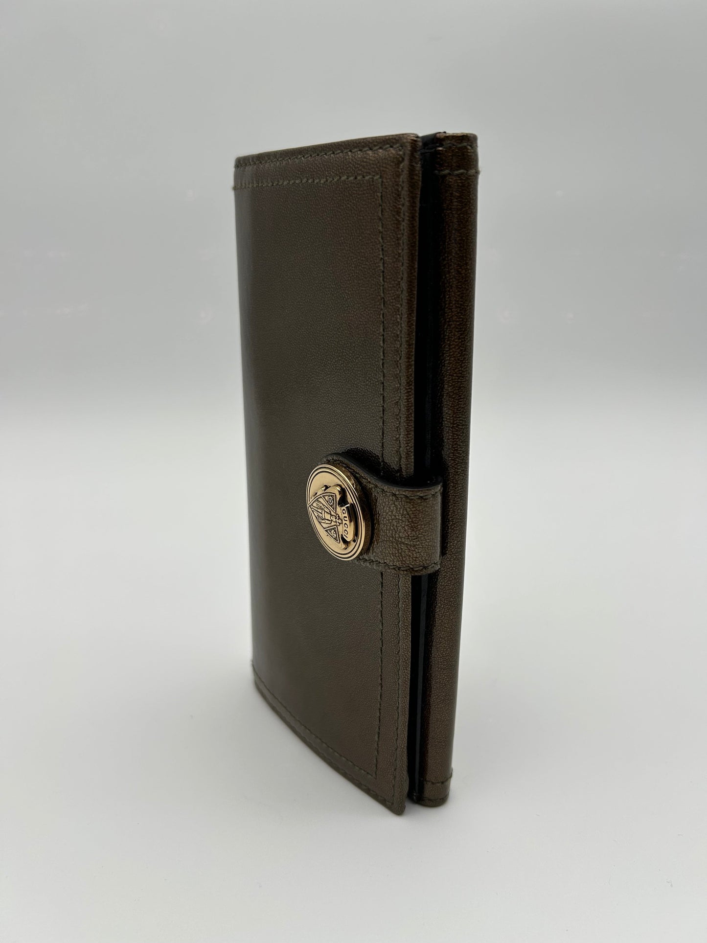 Gucci Portafoglio Hysteria in Pelle Lucida Marrone Gucci