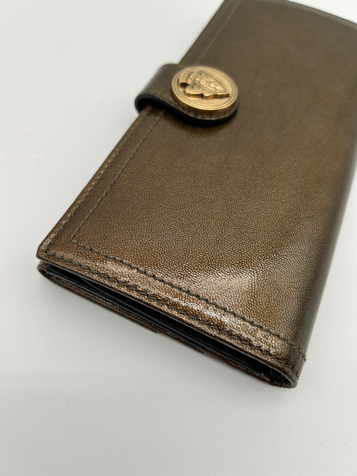 Gucci Portafoglio Hysteria in Pelle Lucida Marrone Gucci