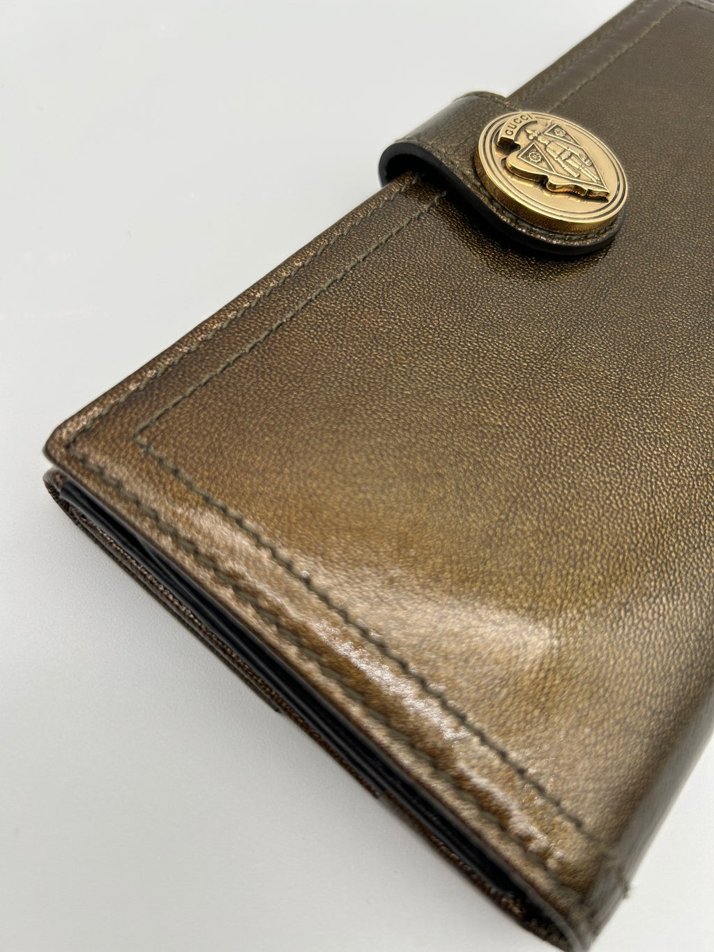 Gucci Portafoglio Hysteria in Pelle Lucida Marrone Gucci