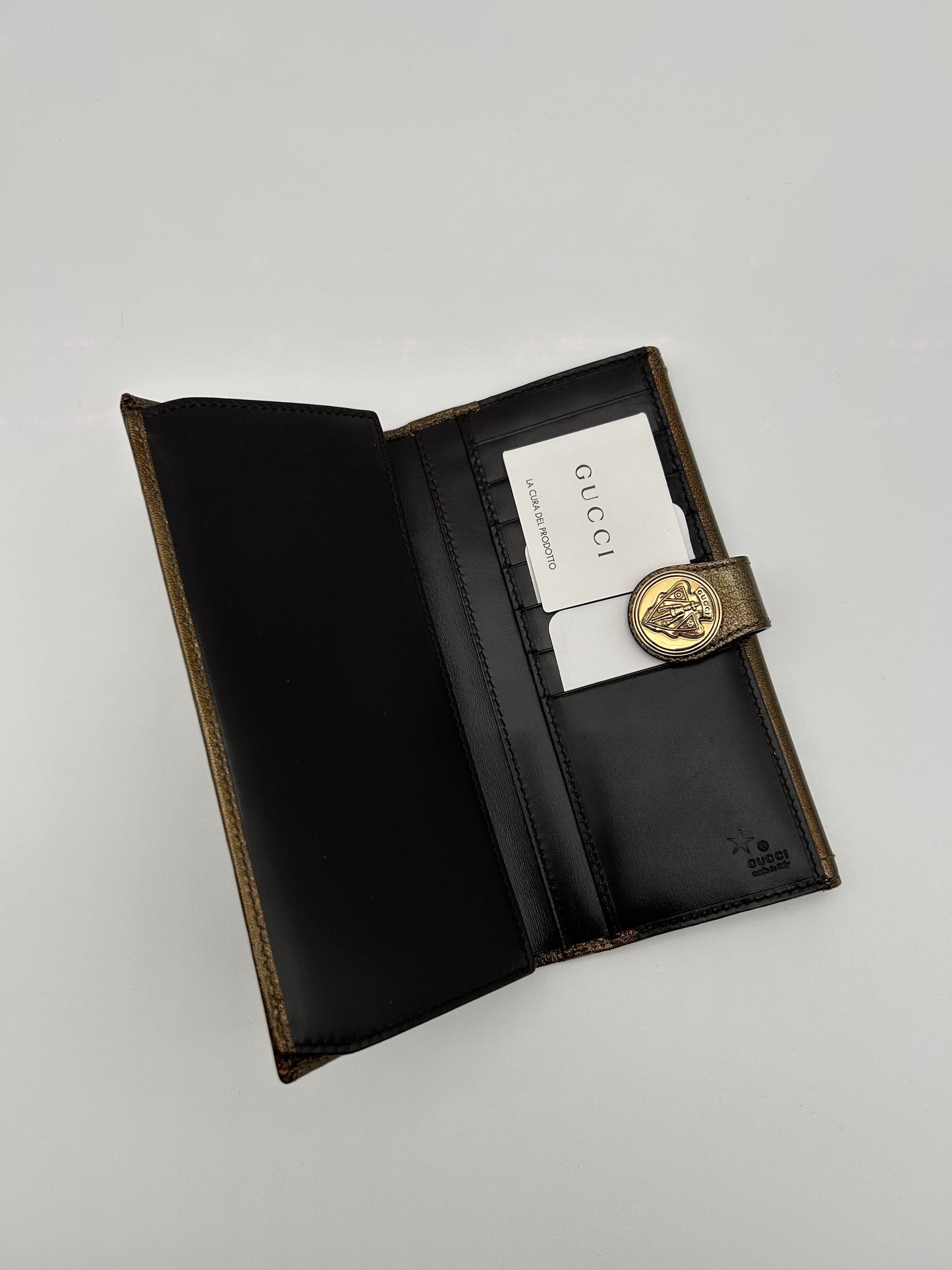 Gucci Portafoglio Hysteria in Pelle Lucida Marrone Gucci