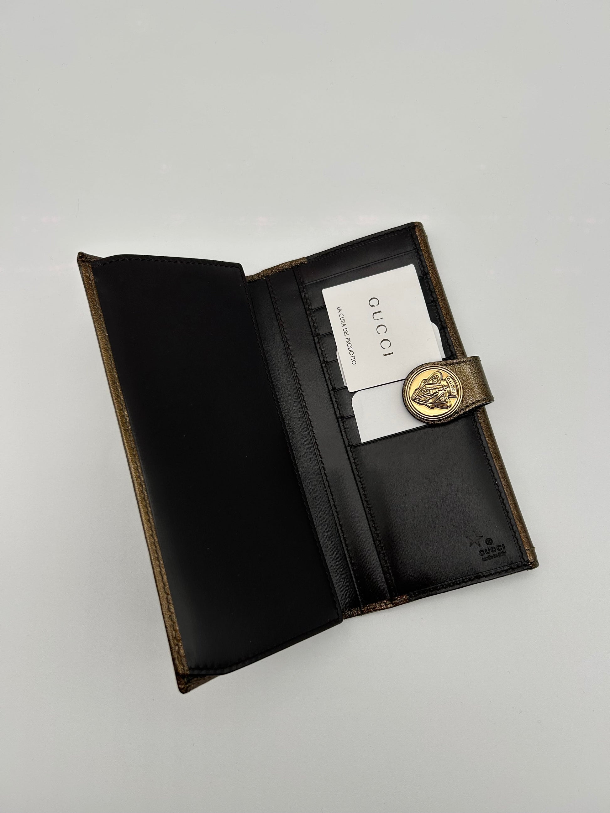 Gucci Portafoglio Hysteria in Pelle Lucida Marrone Gucci