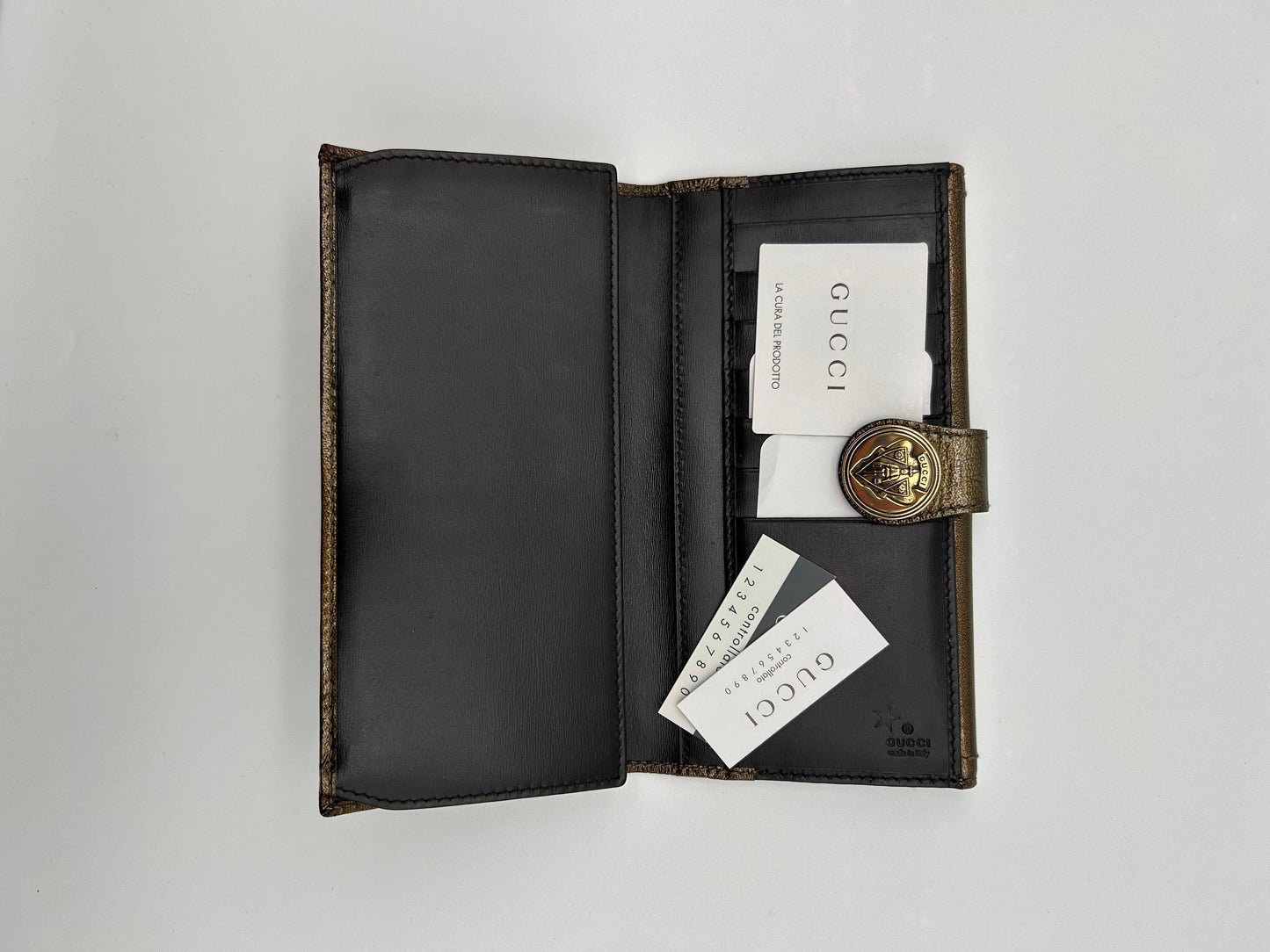 Gucci Portafoglio Hysteria in Pelle Lucida Marrone Gucci