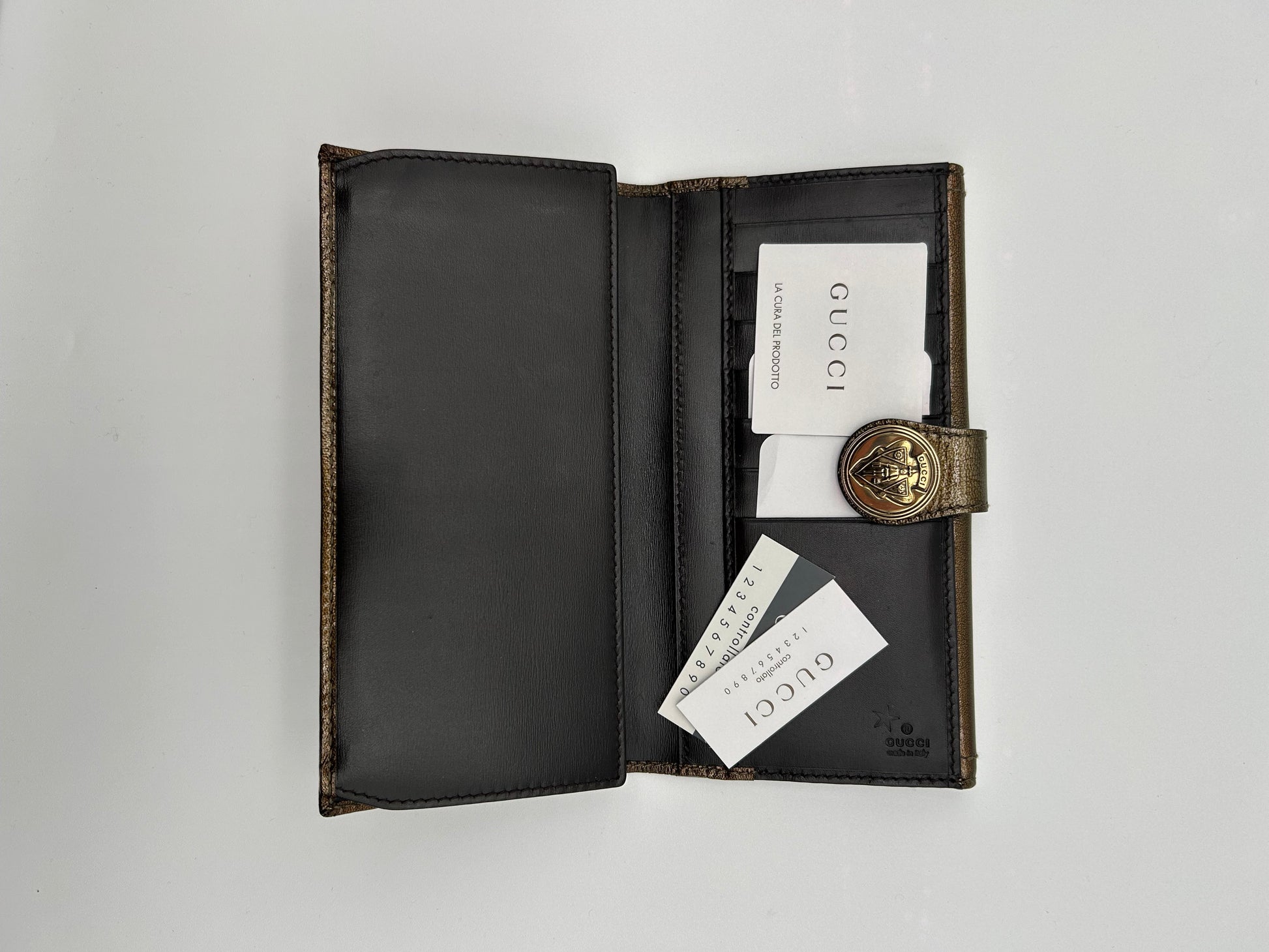 Gucci Portafoglio Hysteria in Pelle Lucida Marrone Gucci