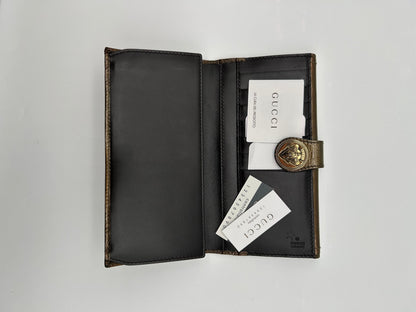 Gucci Portafoglio Hysteria in Pelle Lucida Marrone Gucci