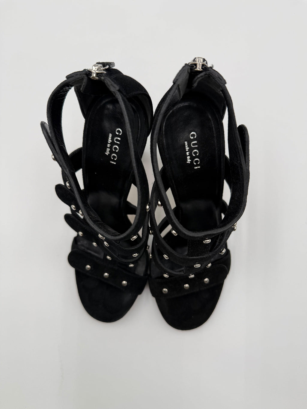Gucci Sandali Cage by Frida Giannini in Camoscio Nero con Borchie - Mercatino di Ninni