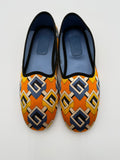 Gucci Slippers Geometric G Print in Raso Giallo e Blu - Mercatino di Ninni