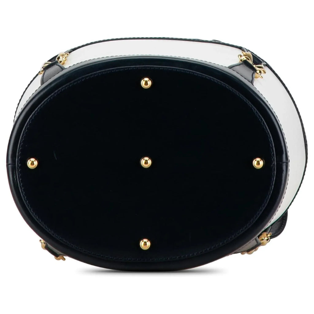 Gucci Vintage Borsa Secchiello anni 80 Blu e Bianco - Mercatino di Ninni