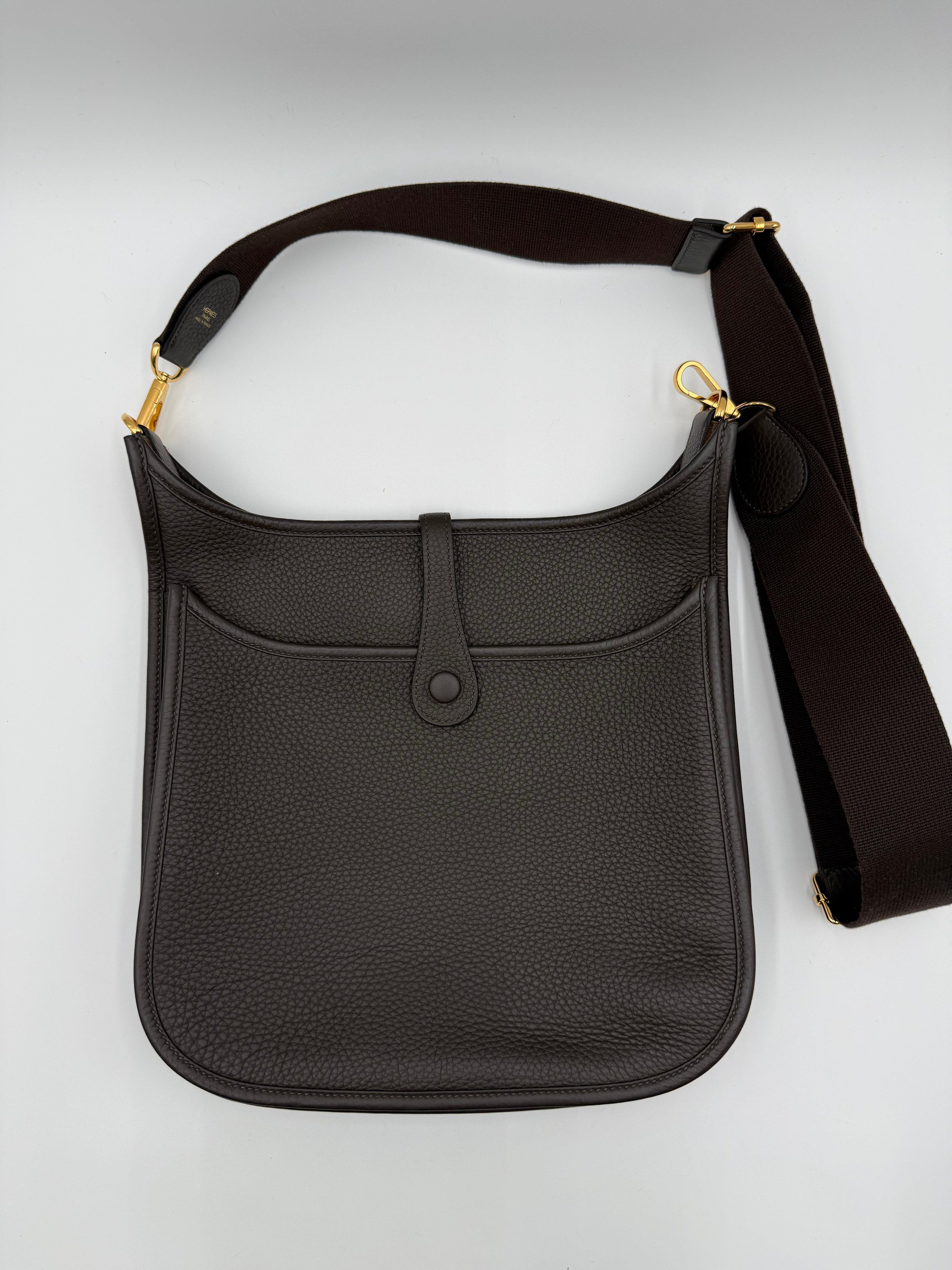 Hermès Borsa Evelyne III 29 in Pelle Taurillon Testa di Moro