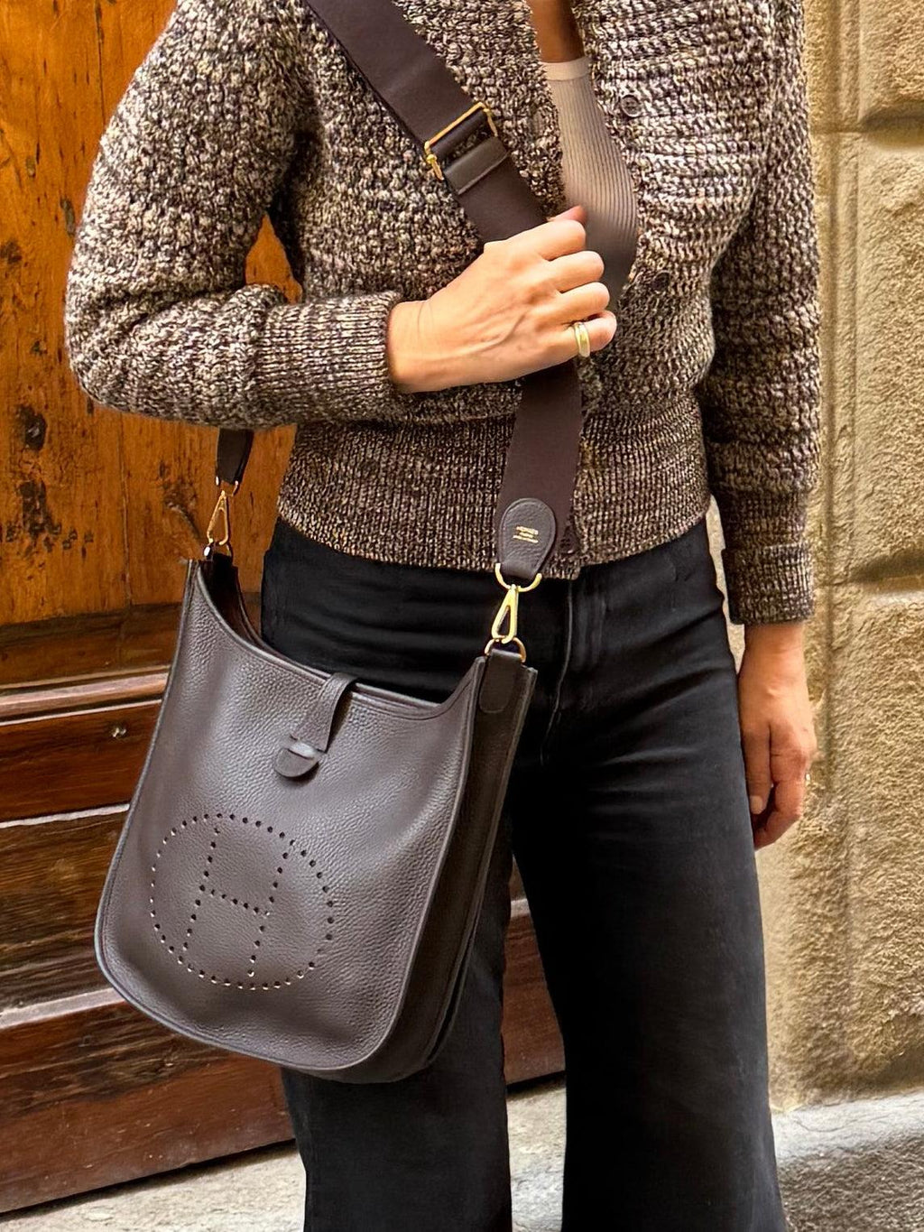 Hermès Borsa Evelyne III 29 in Pelle Taurillon Testa di Moro