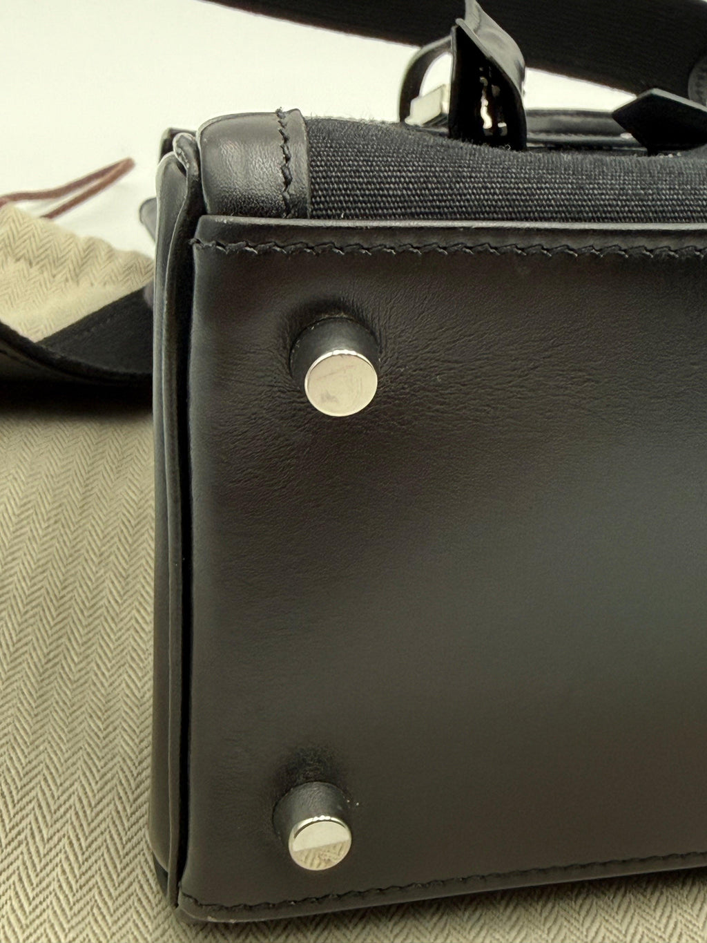 Borsa Hermès kelly Lakis 32 Vintage in Pelle Box e Tela Toile Nera - Mercatino di Ninni