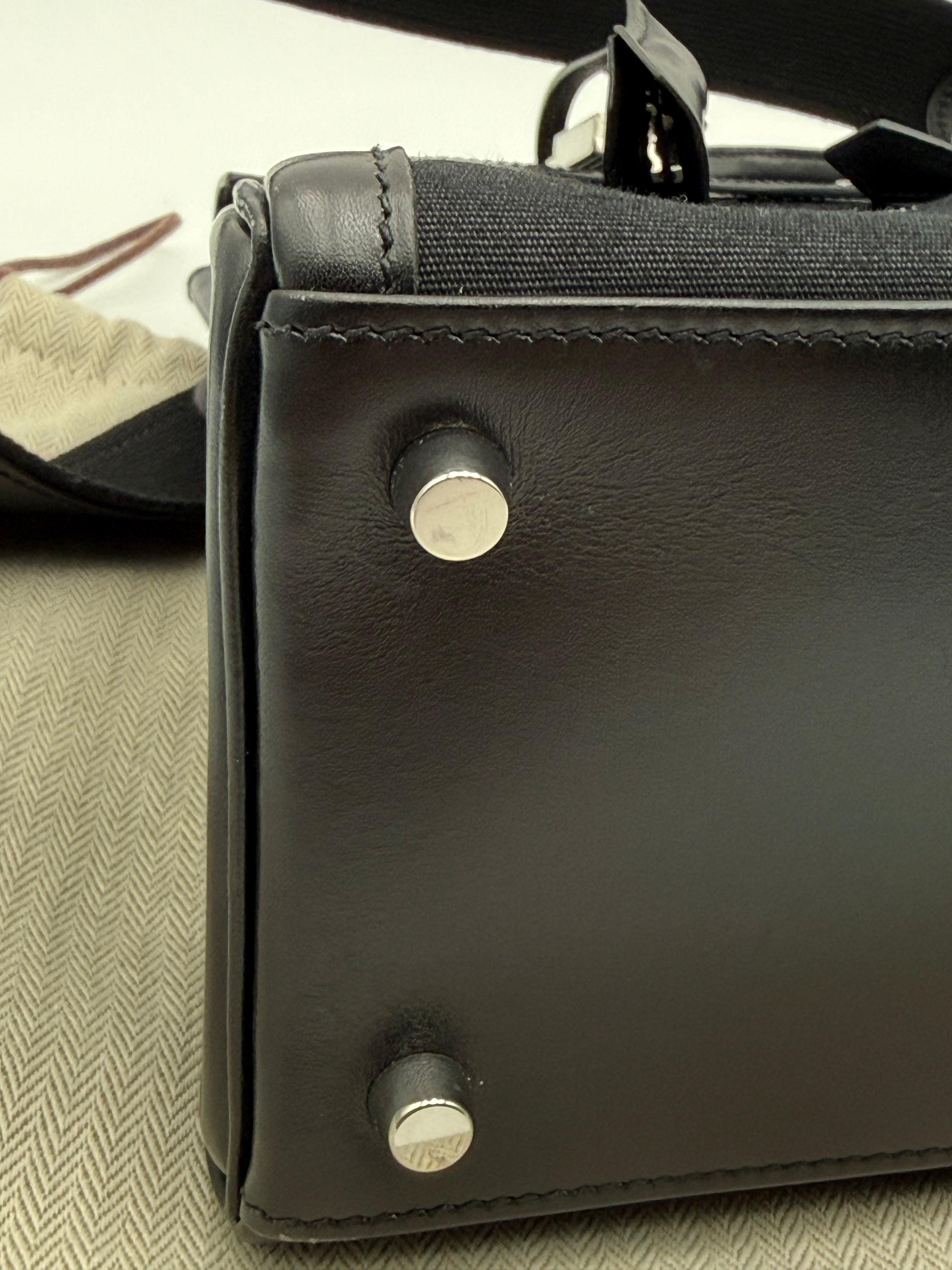 Borsa Hermès kelly Lakis 32 Vintage in Pelle Box e Tela Toile Nera - Mercatino di Ninni