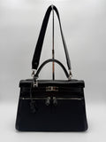 Borsa Hermès kelly Lakis 32 Vintage in Pelle Box e Tela Toile Nera - Mercatino di Ninni