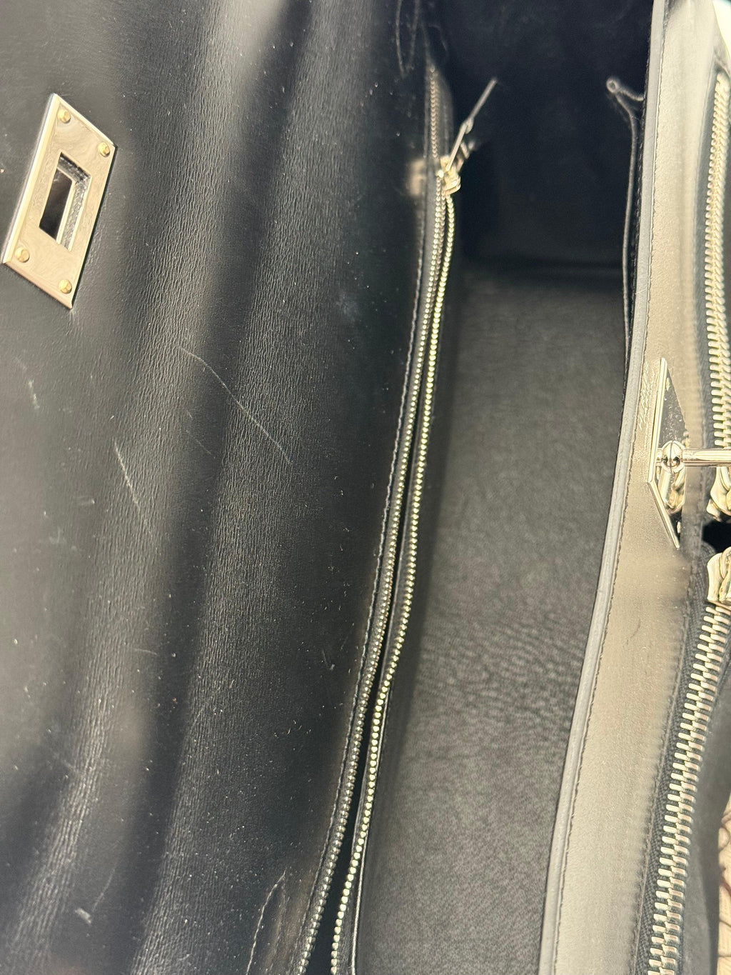 Borsa Hermès kelly Lakis 32 Vintage in Pelle Box e Tela Toile Nera - Mercatino di Ninni