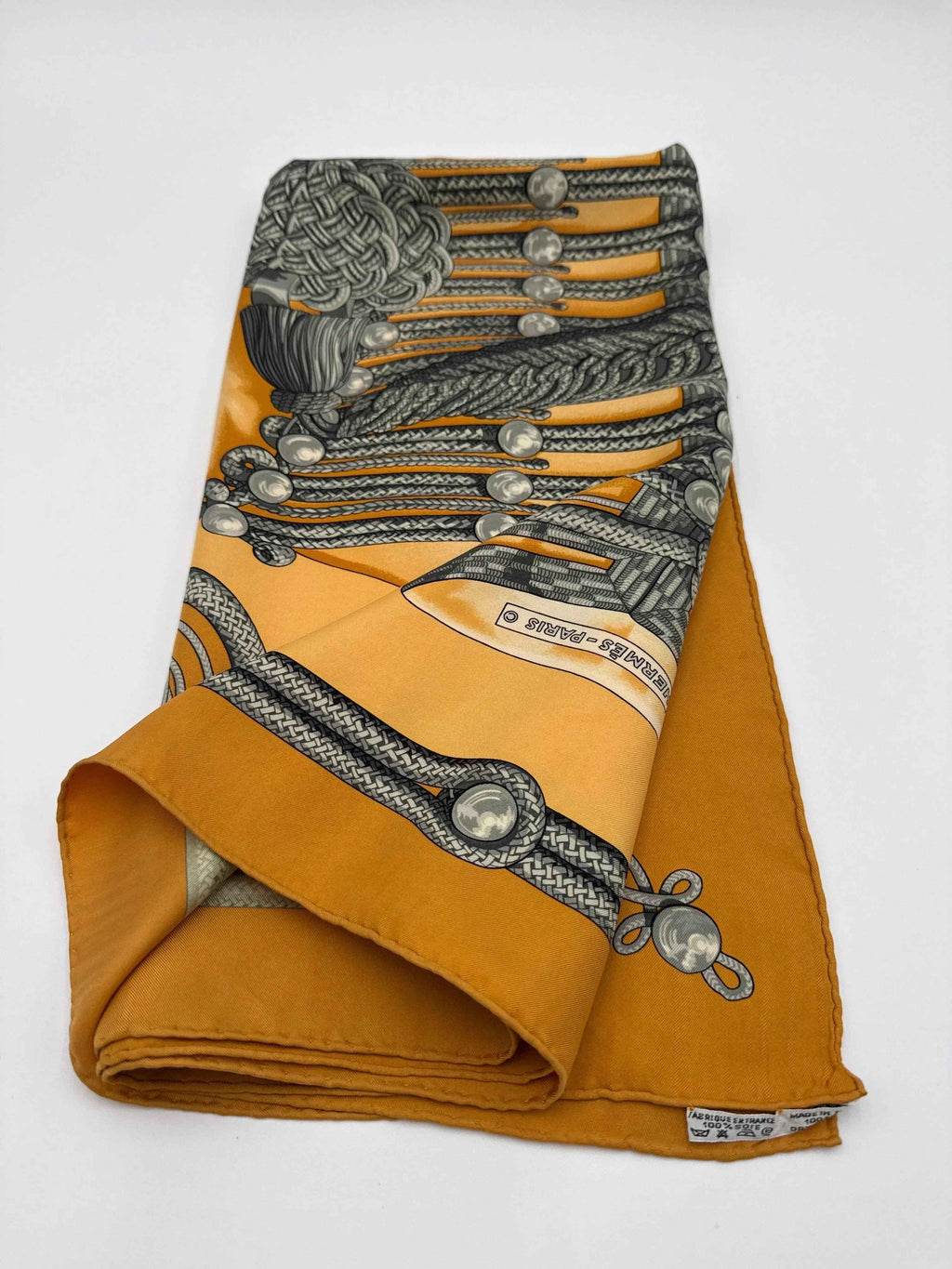Hermès  Foulard di Seta Carré Giallo “Brandebourgs” Oro