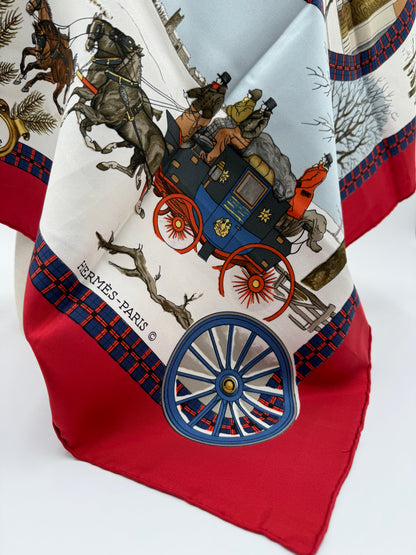 Hermès "L'ivern en Poste"  Foulard di Seta Vintage