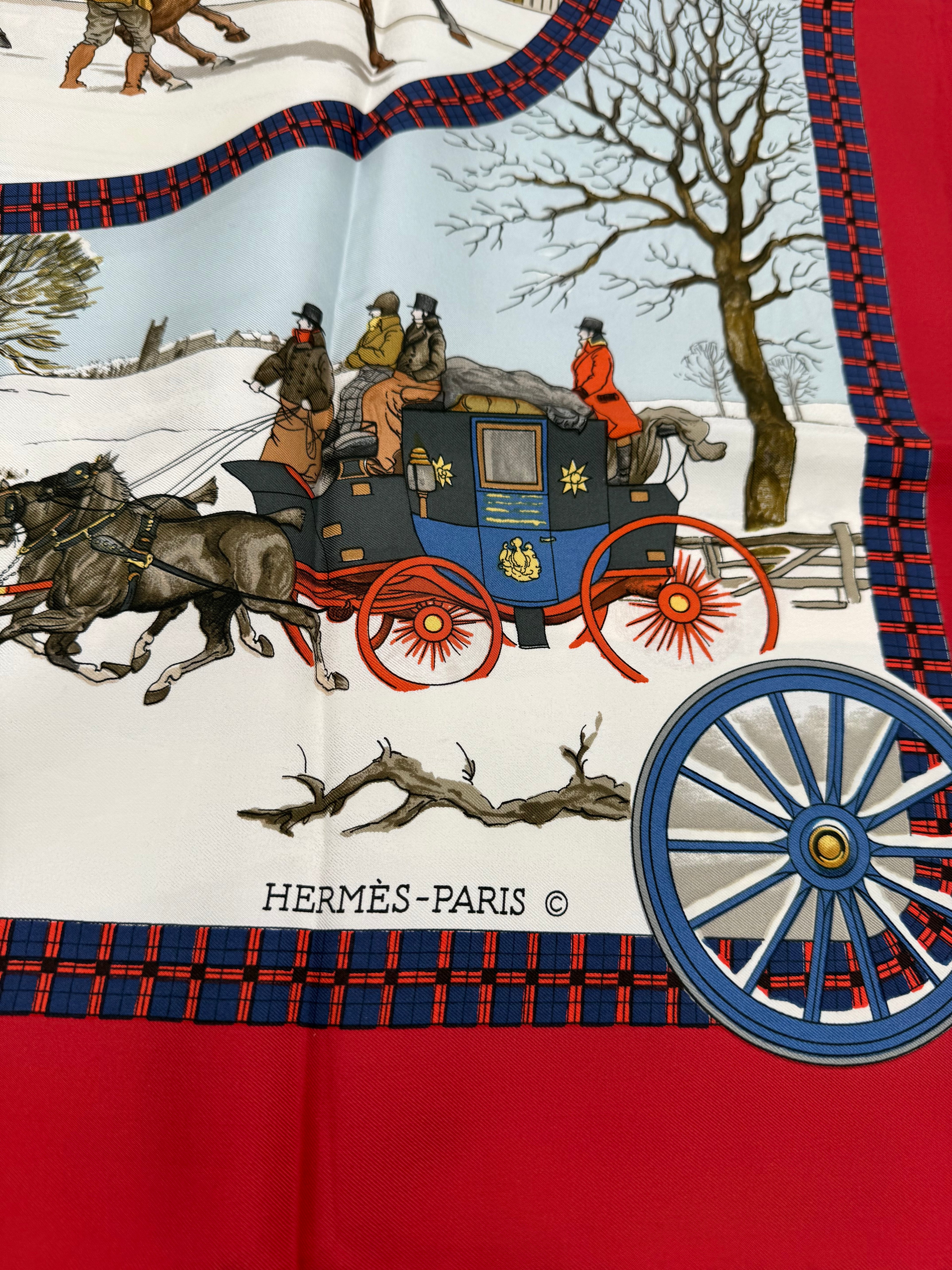 Hermès "L'ivern en Poste"  Foulard di Seta Vintage - Mercatino di Ninni