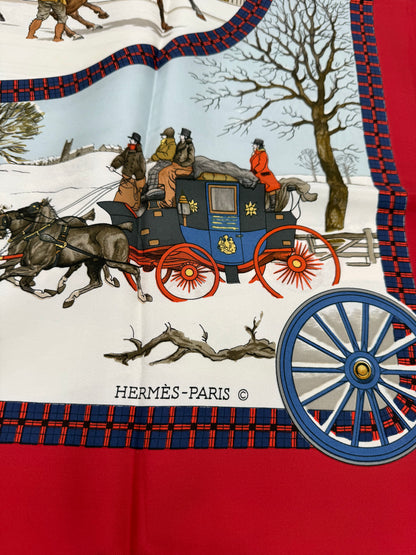 Hermès "L'ivern en Poste"  Foulard di Seta Vintage