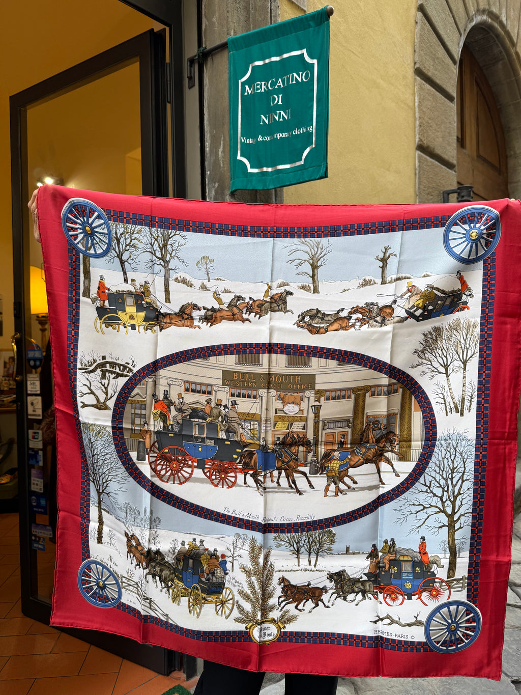 Hermès "L'ivern en Poste"  Foulard di Seta Vintage - Mercatino di Ninni