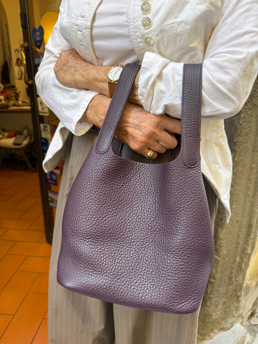 Hermès borsa Picotin lock in pelle Taurillon Clemence - Mercatino di Ninni