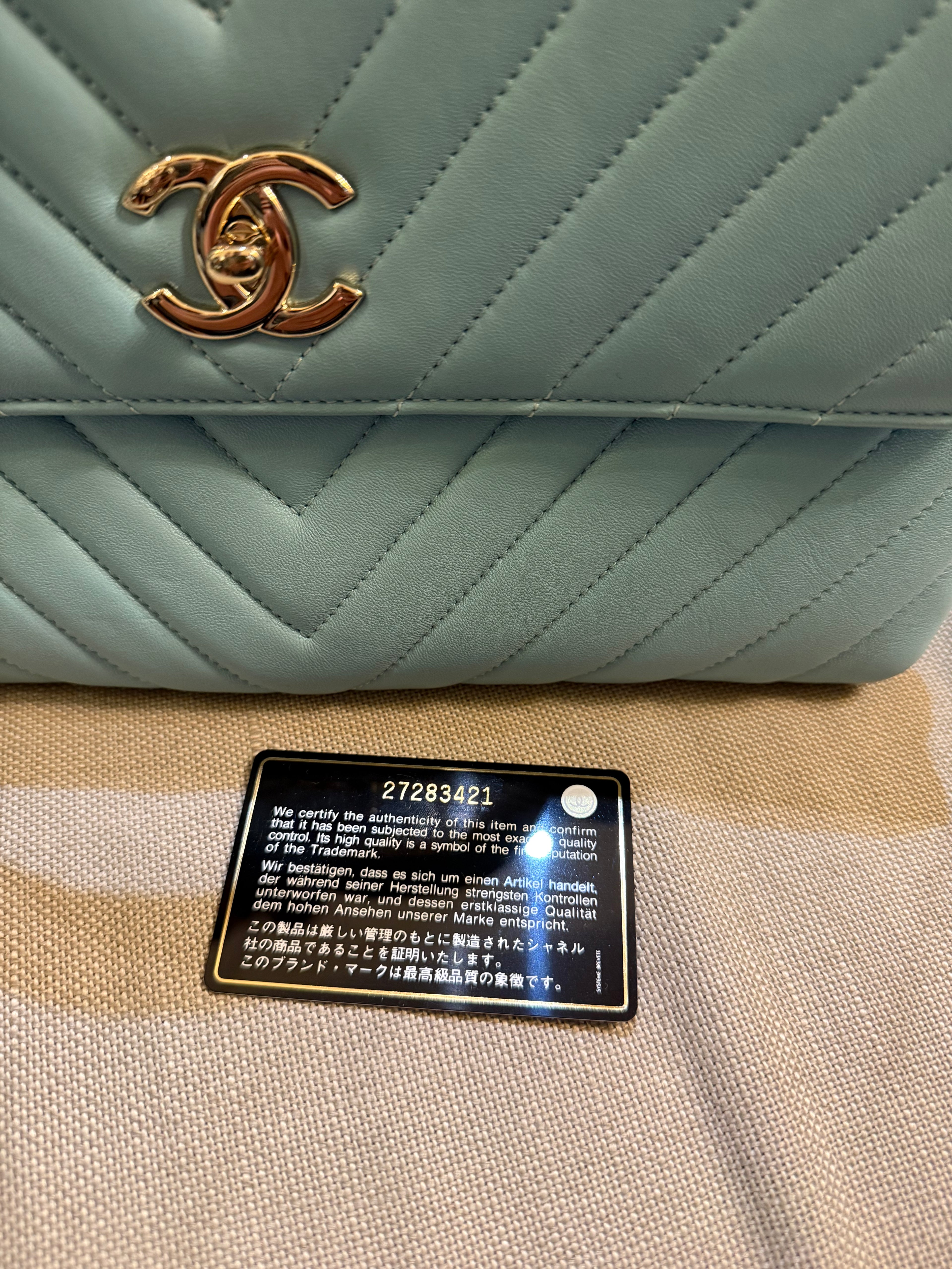 Chanel Coco Handle Borsa in Pelle di Agnello Celeste