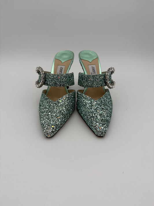 Jimmy Choo Sandali Glitter e Swarovski Verde Acqua Jimmy choo
