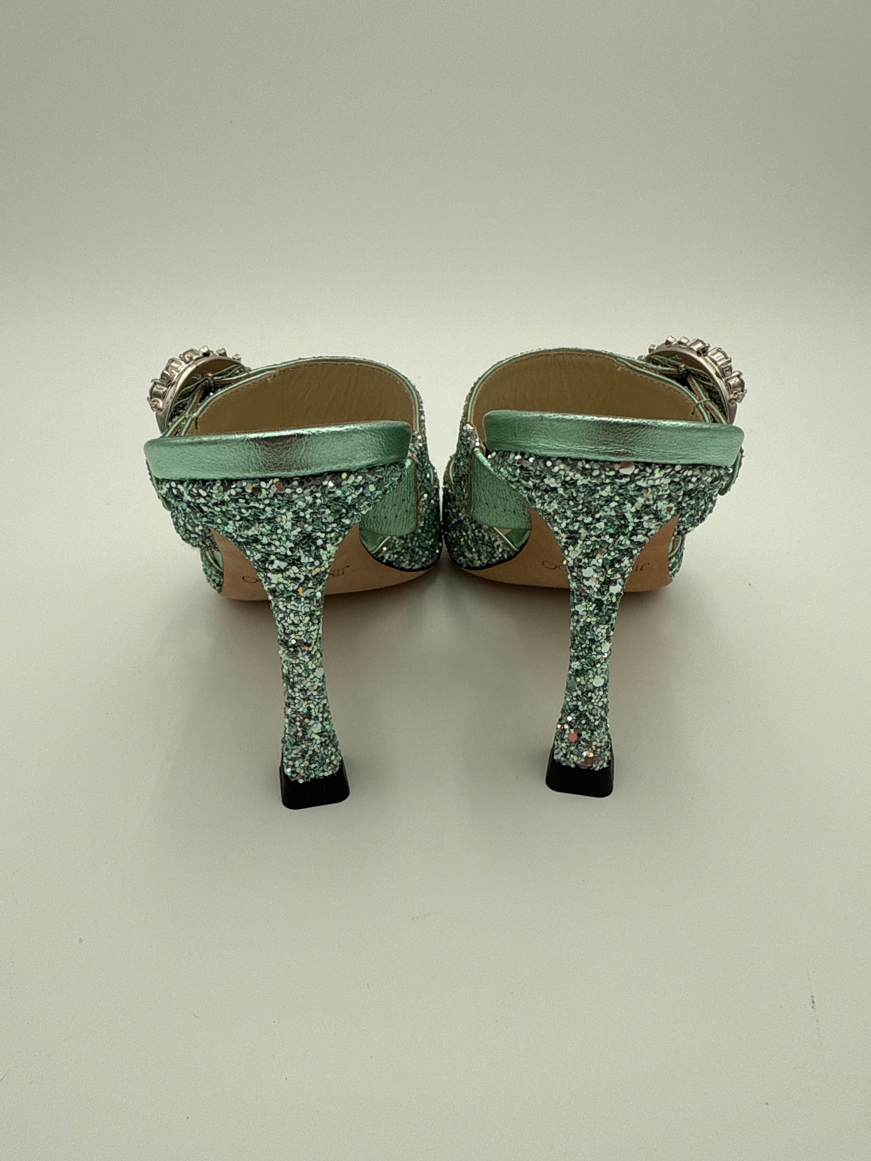 Jimmy Choo Sandali Glitter e Swarovski Verde Acqua Jimmy choo