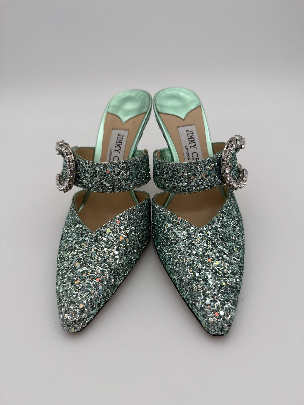 Jimmy Choo Sandali Glitter e Swarovski Verde Acqua Jimmy choo