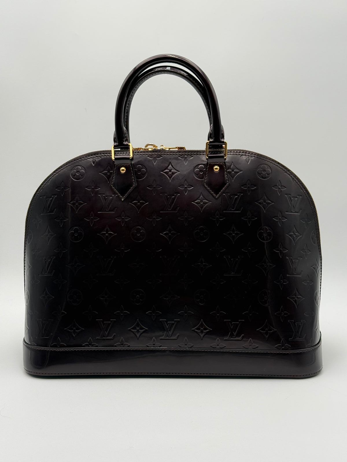 Louis Vuitton Borsa Alma MM in Pelle Monogram Vernice Bordeaux - Mercatino di Ninni