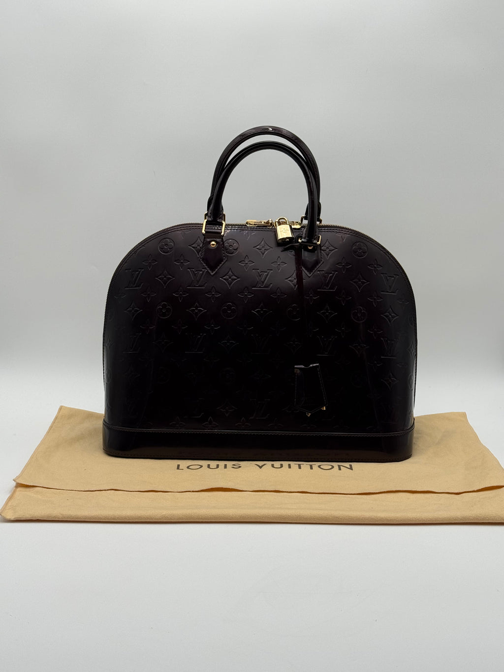 Louis Vuitton Borsa Alma MM in Pelle Monogram Vernice Bordeaux - Mercatino di Ninni