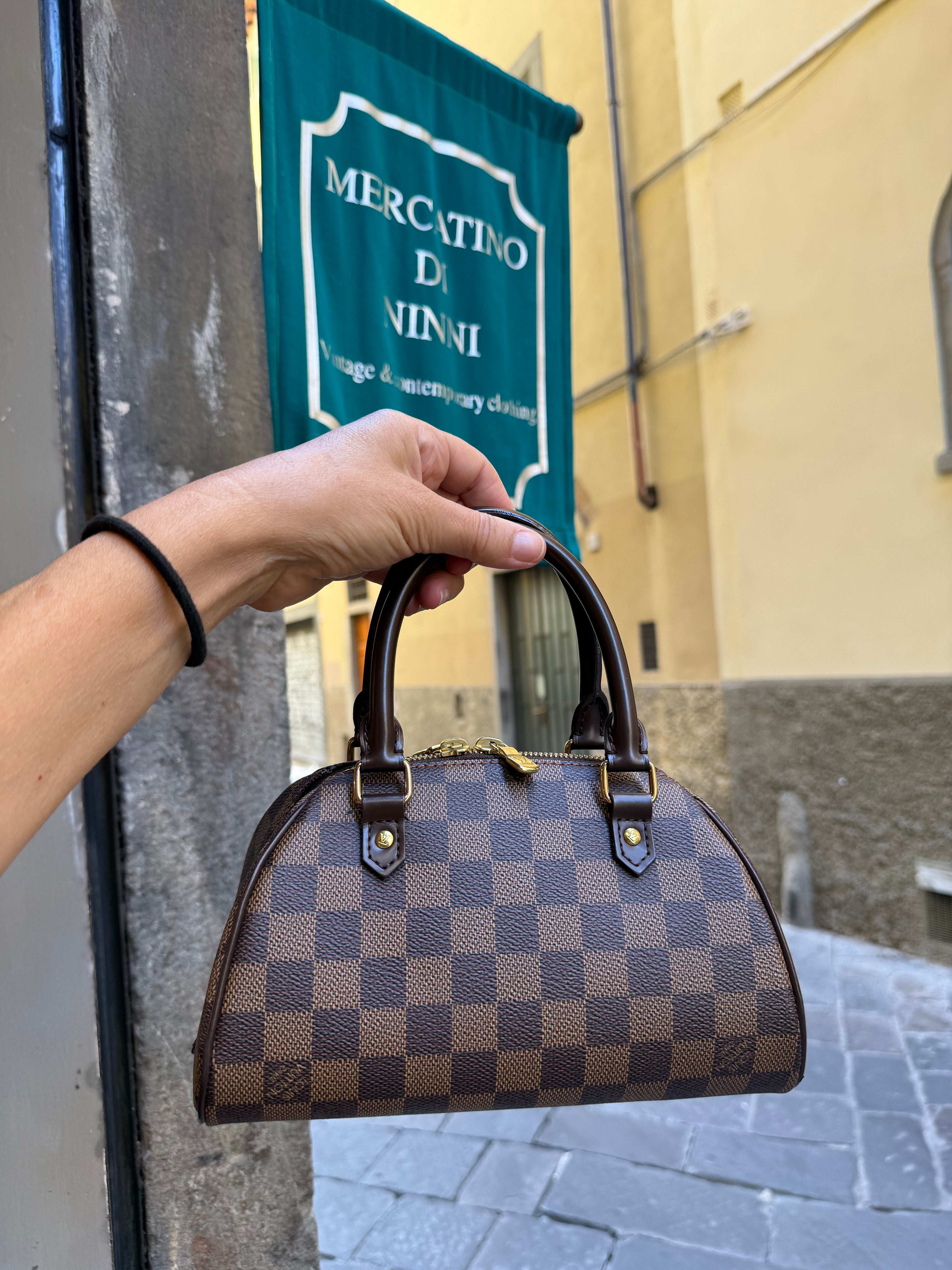Louis Vuitton Borsa Ribera Mini in Tela Damier Ébène Marrone - Mercatino di Ninni