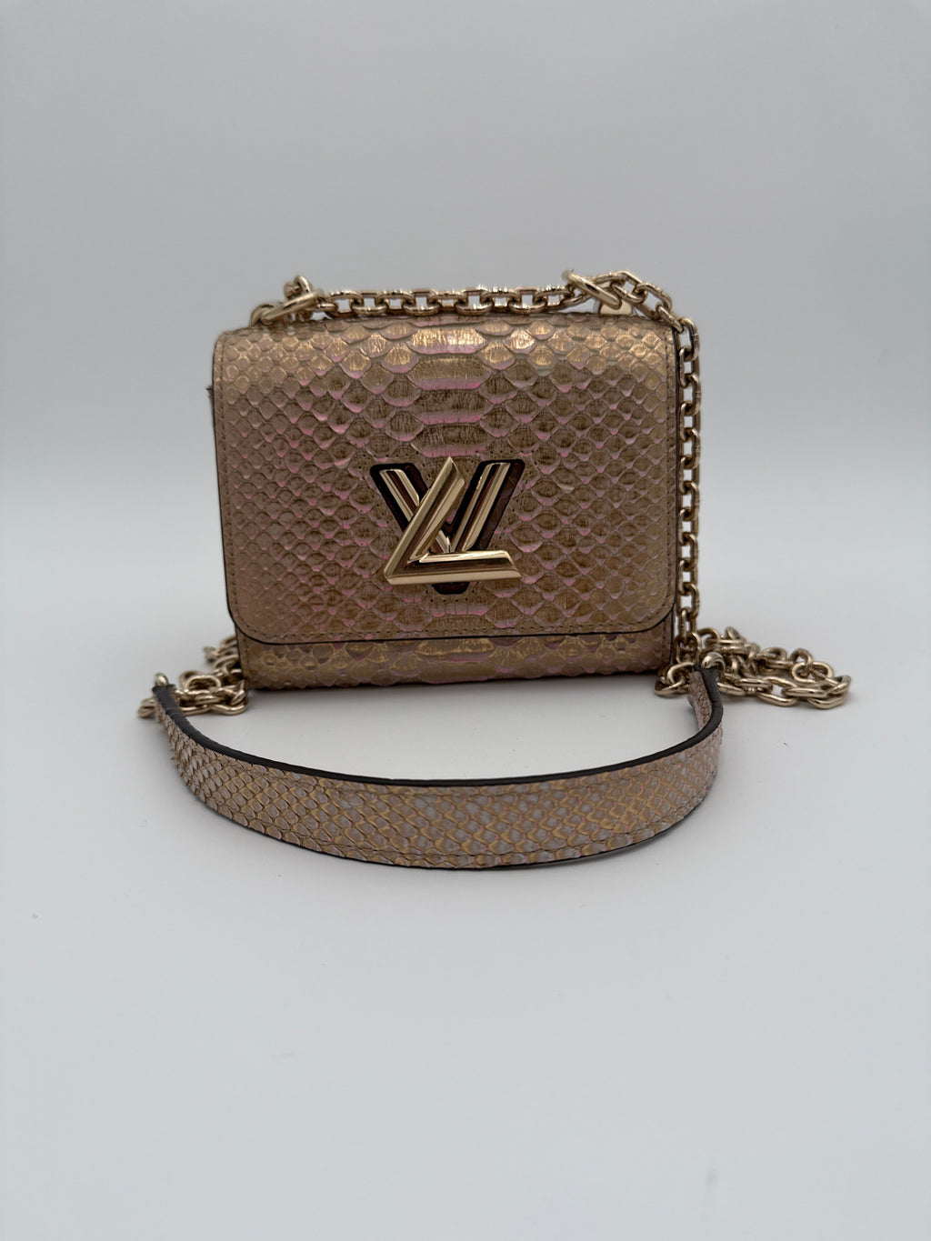 Louis Vuitton Borsa Twist Mini in Pelle di Pitone Rosa Louis vuitton