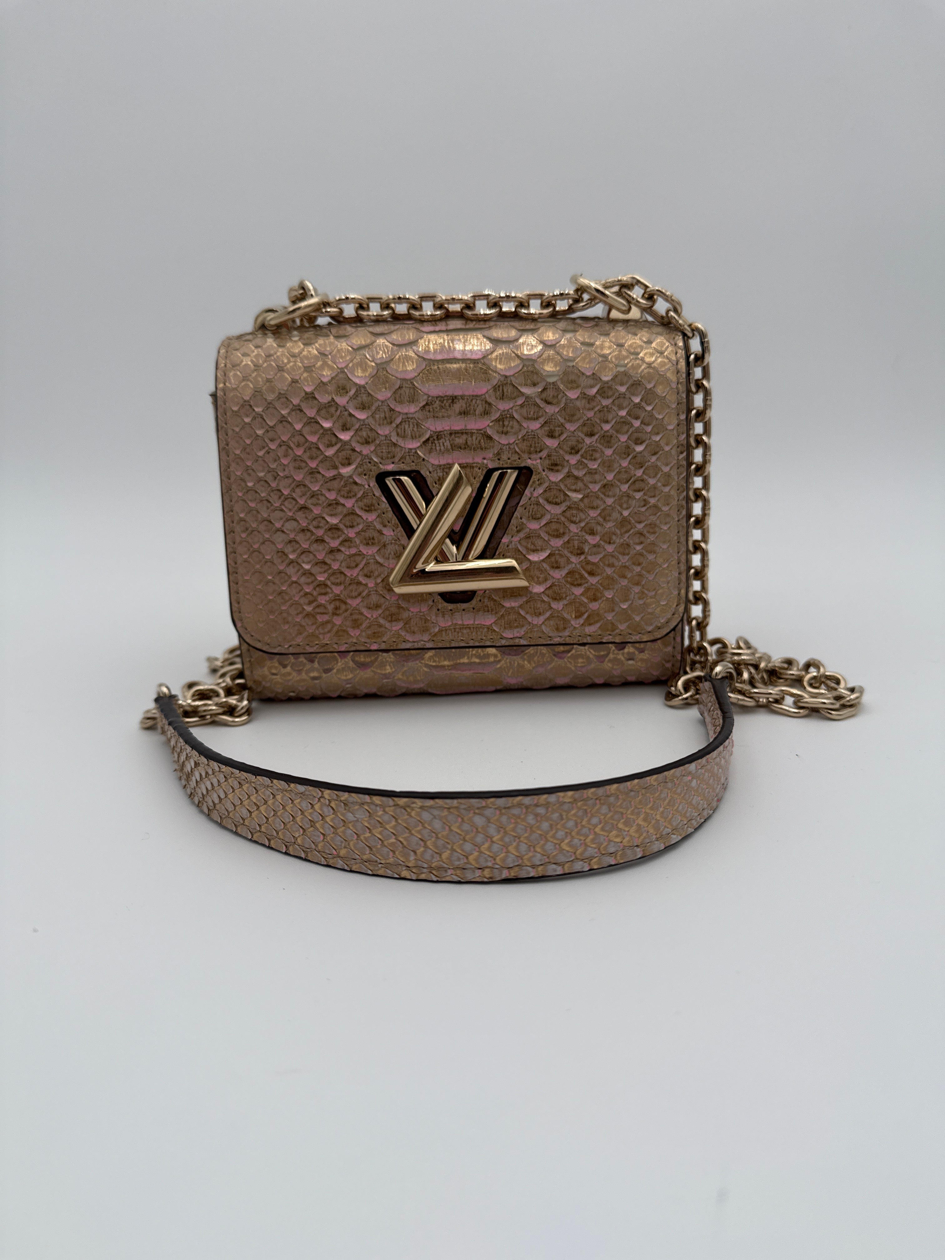 Louis Vuitton Borsa Twist Mini in Pelle di Pitone Rosa Louis vuitton