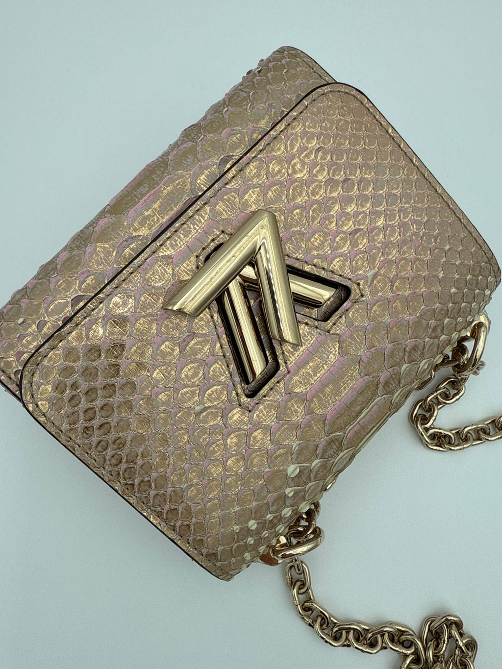 Louis Vuitton Borsa Twist Mini in Pelle di Pitone Rosa Louis vuitton