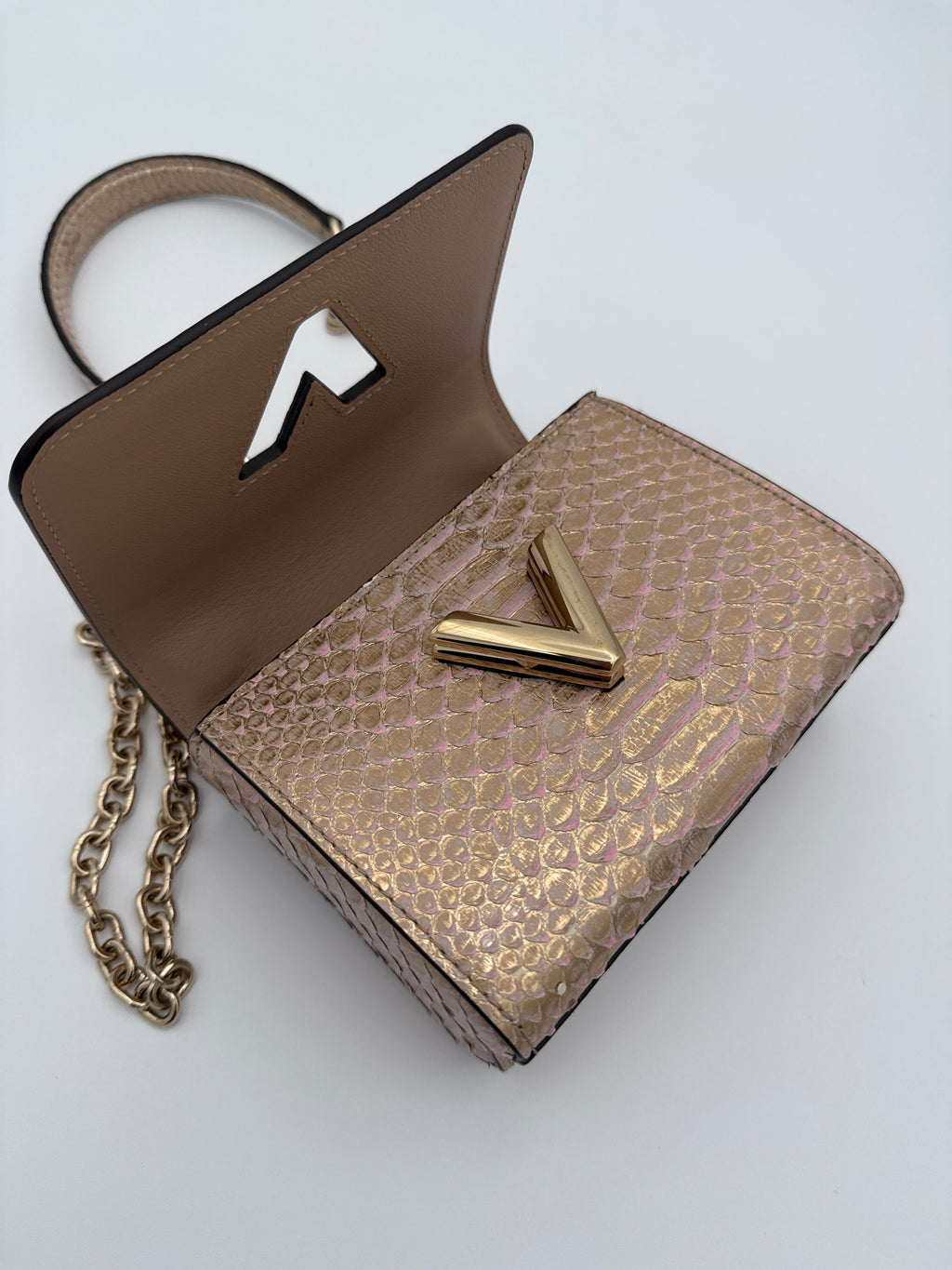 Louis Vuitton Borsa Twist Mini in Pelle di Pitone Rosa Louis vuitton