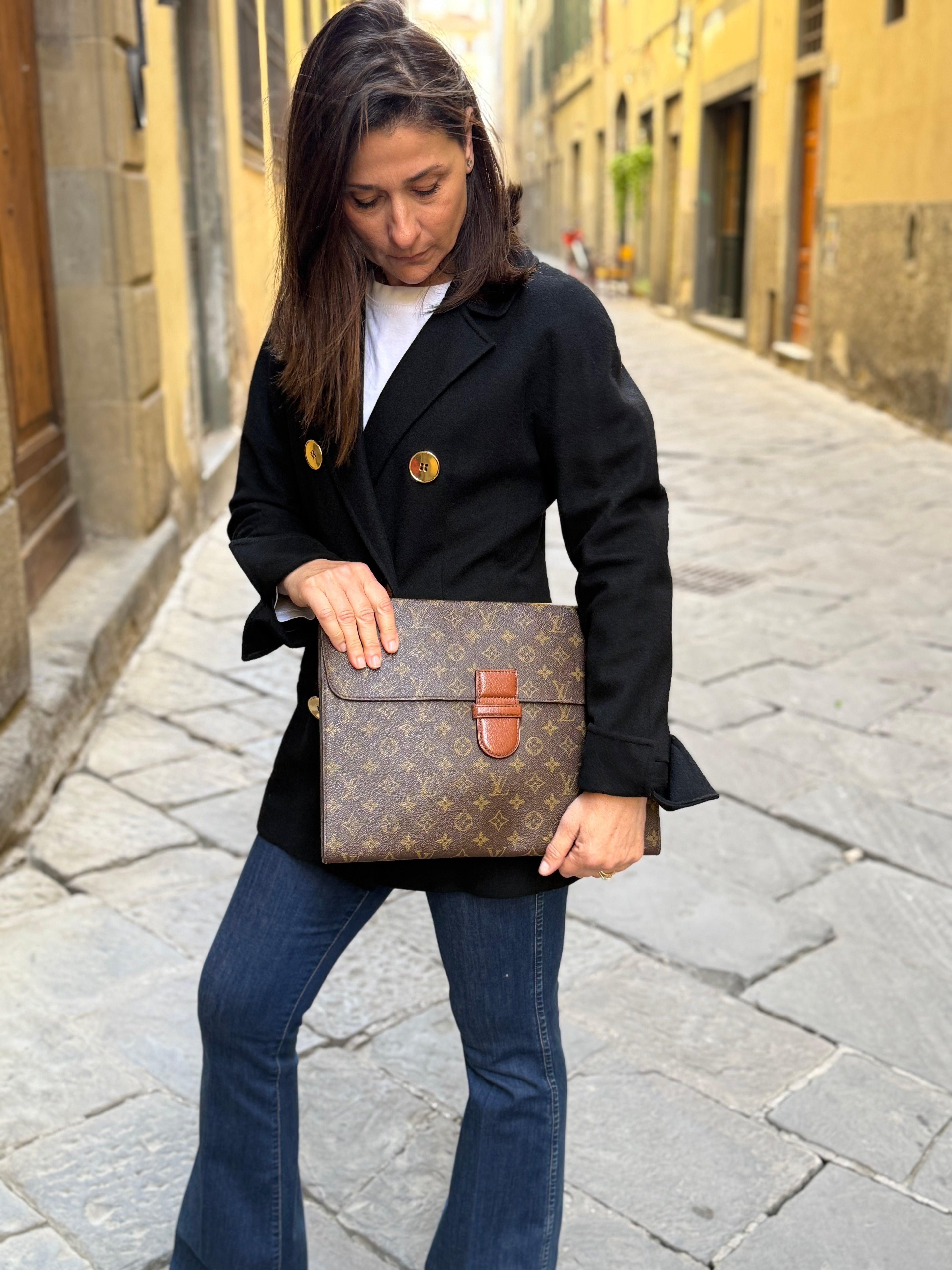 Louis Vuitton Cartella Ministre Vintage in Tela Monogram Marrone - Mercatino di Ninni
