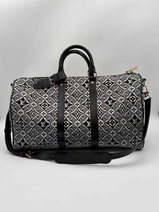 Louis Vuitton dal "1854 "Keepall Bandouliere Jaquard Borsone Viaggio Nero Louis vuitton
