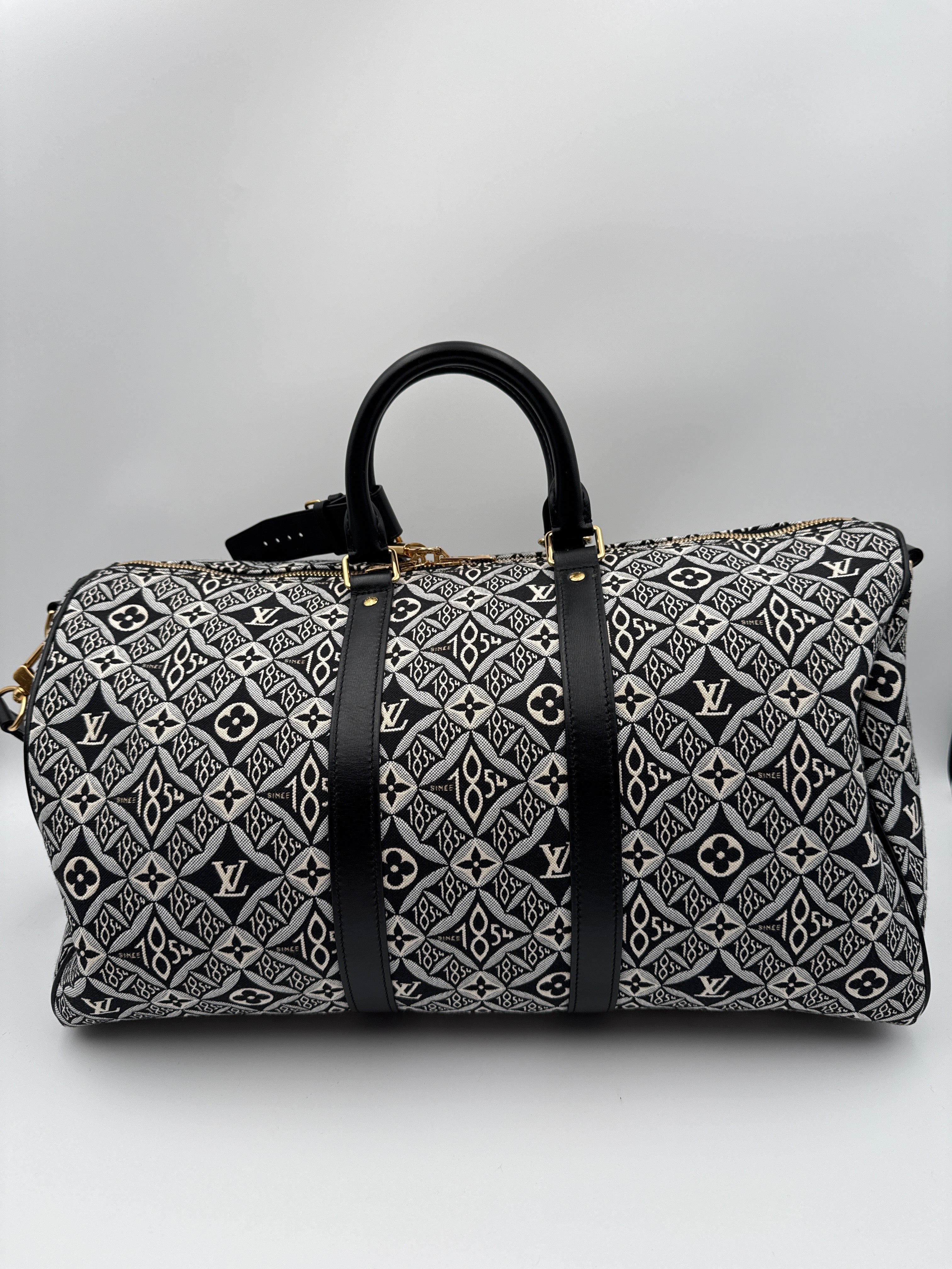 Louis Vuitton dal "1854 "Keepall Bandouliere Jaquard Borsone Viaggio Nero Louis vuitton