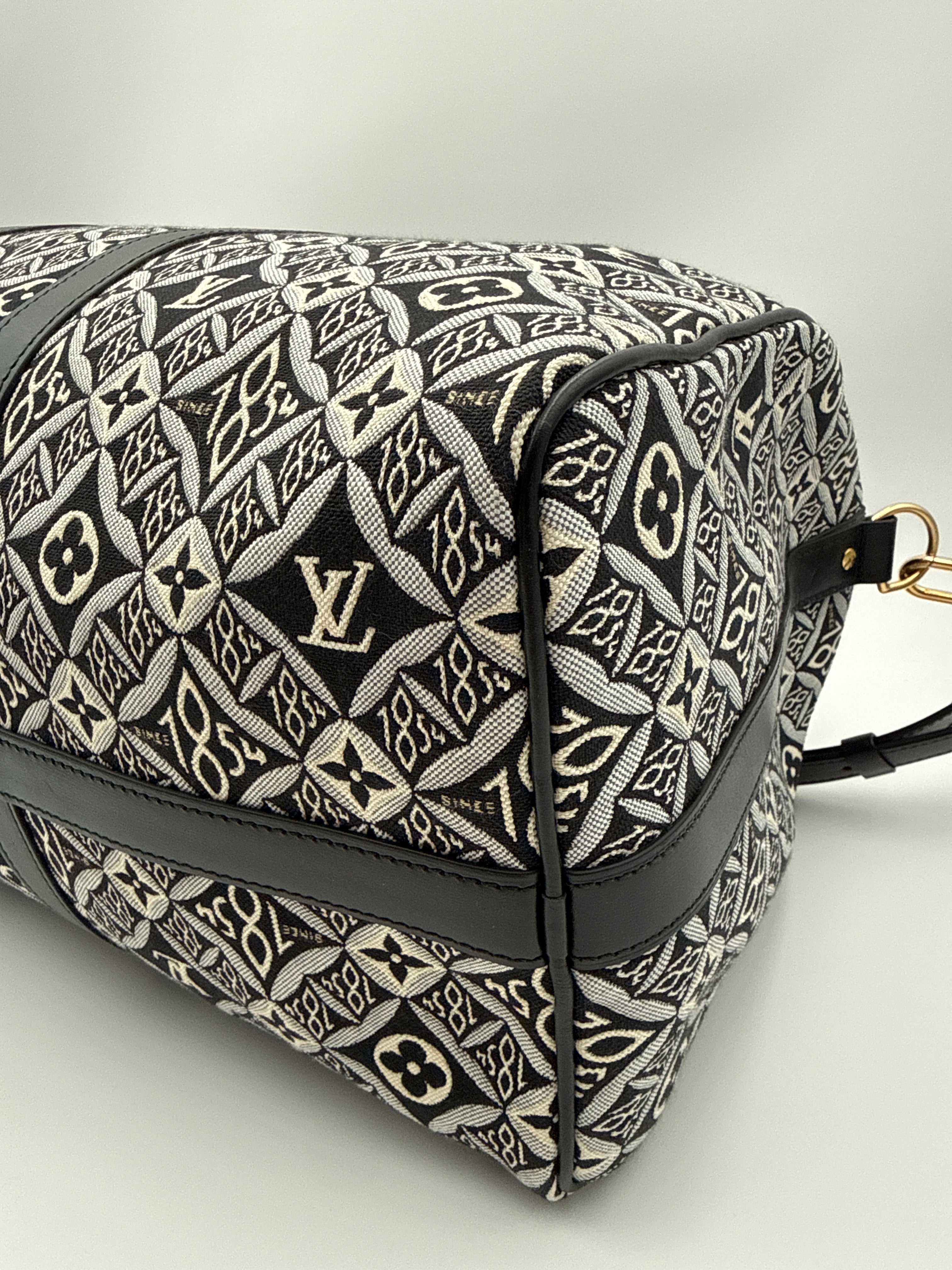 Louis Vuitton dal "1854 "Keepall Bandouliere Jaquard Borsone Viaggio Nero Louis vuitton