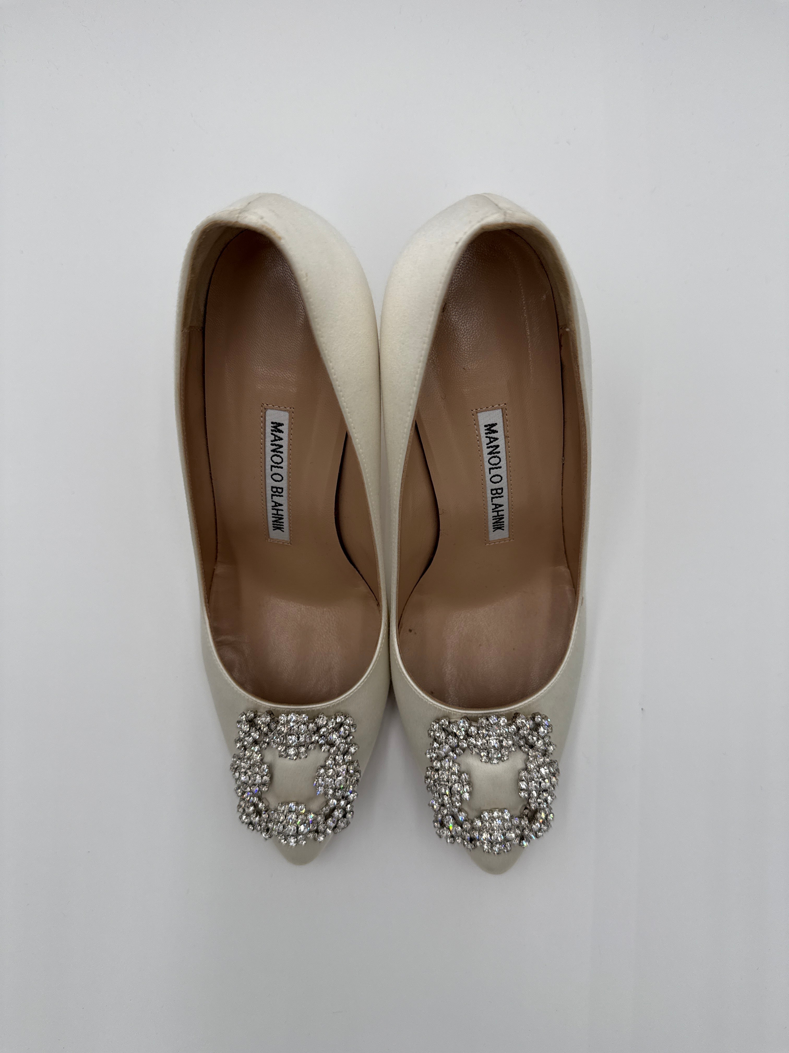 Manolo Blahnik Decolletè in Seta Bianco Manolo blahnik