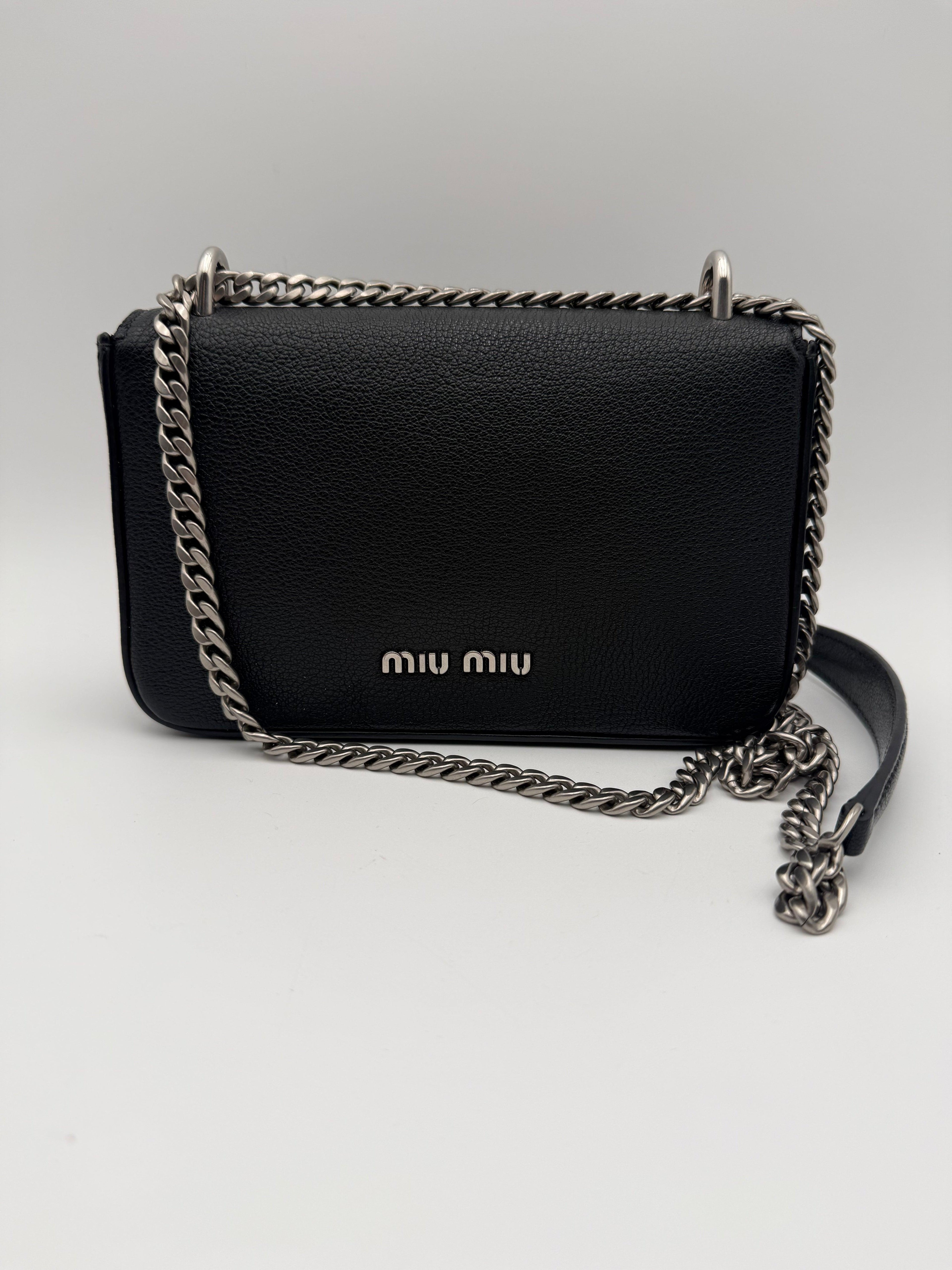 Miu Miu Borsa Pattina a Tracolla in Pelle Madras Nero - Mercatino di Ninni