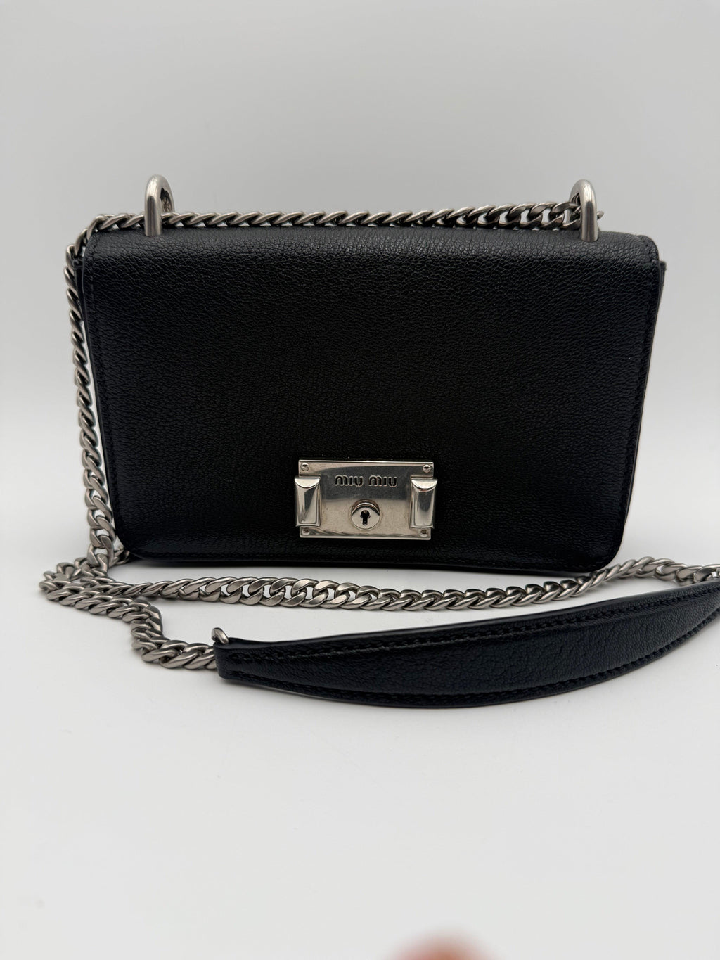 Miu Miu Borsa Pattina a Tracolla in Pelle Madras Nero - Mercatino di Ninni