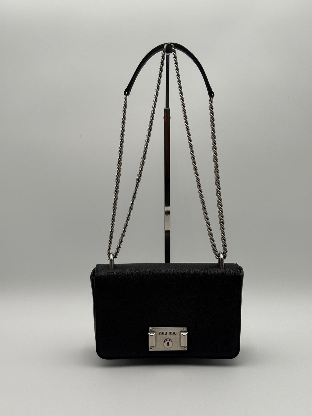 Miu Miu Borsa Pattina a Tracolla in Pelle Madras Nero - Mercatino di Ninni