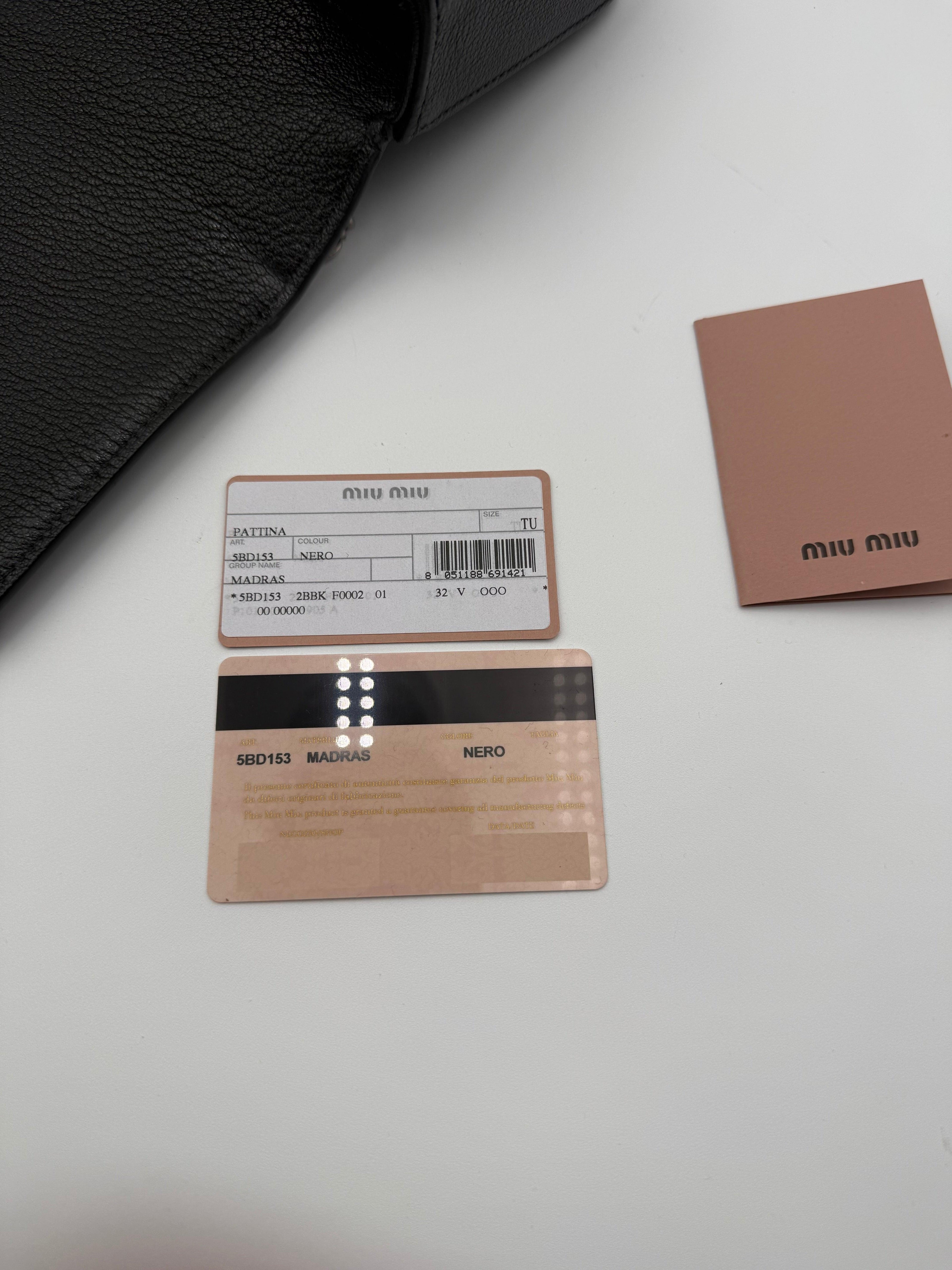 Miu Miu Borsa Pattina a Tracolla in Pelle Madras Nero - Mercatino di Ninni