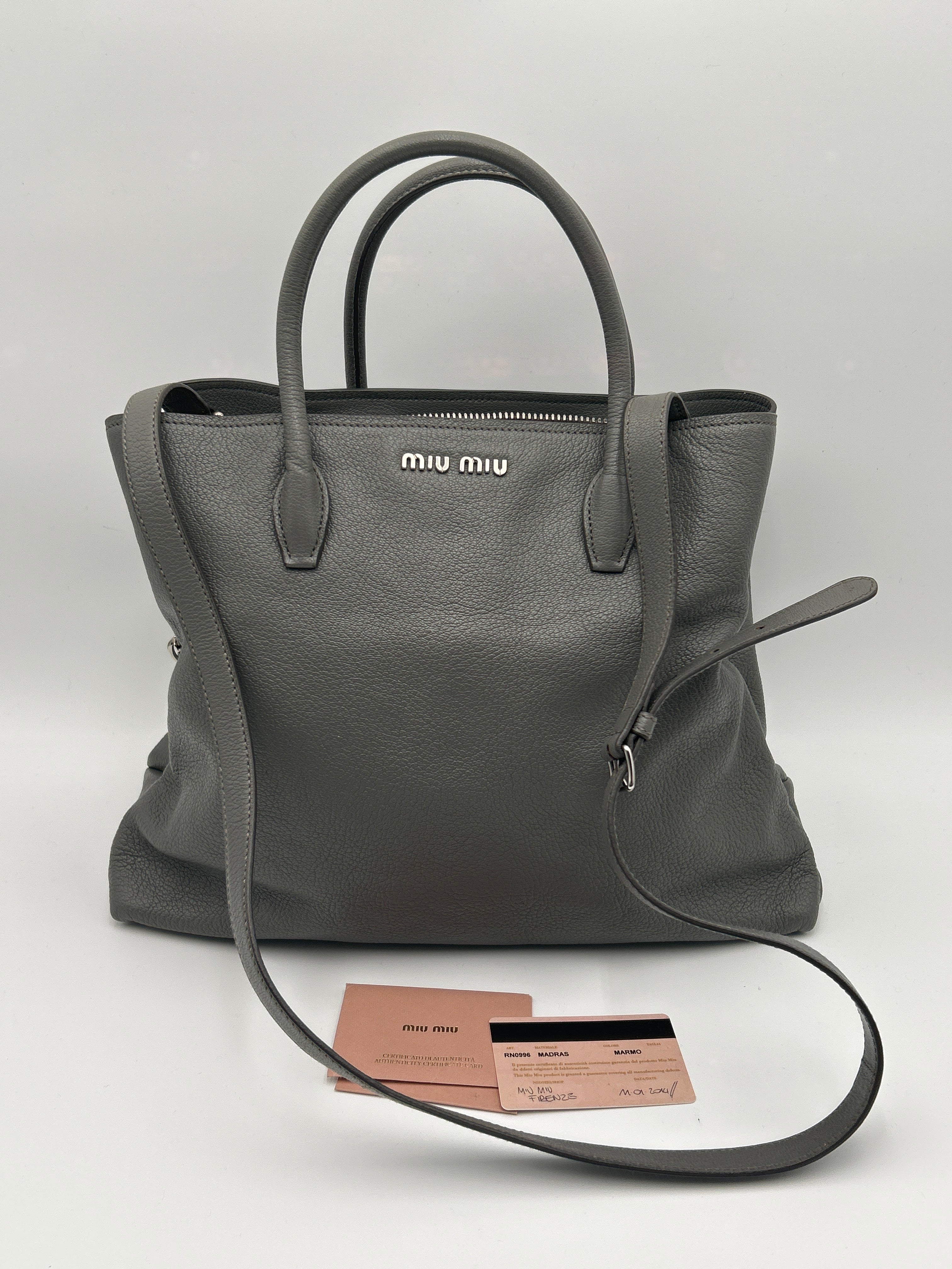 Miu Miu Borsa Tote in Pelle Grigia Miumiu