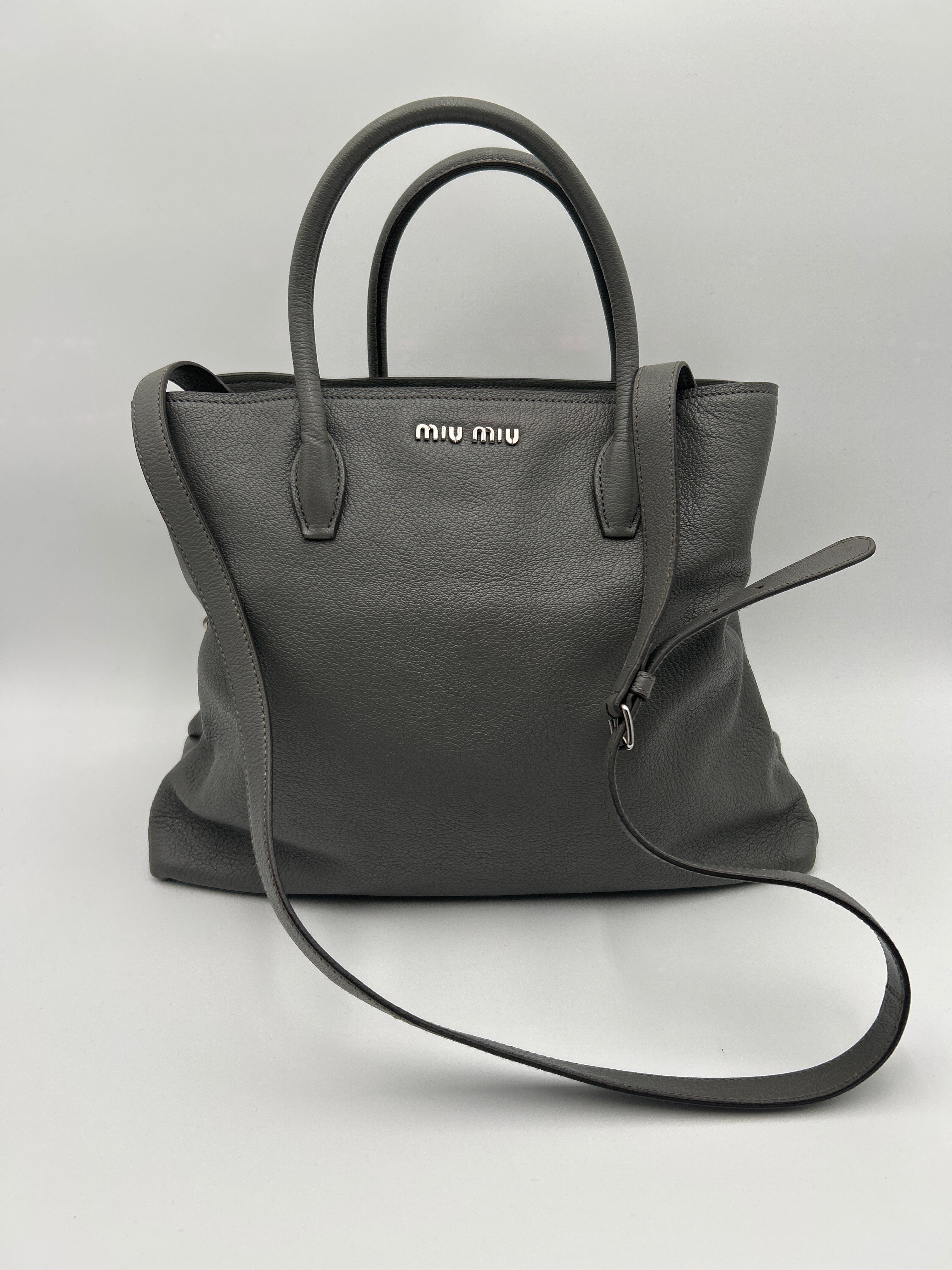 Miu Miu Borsa Tote in Pelle Grigia Miumiu