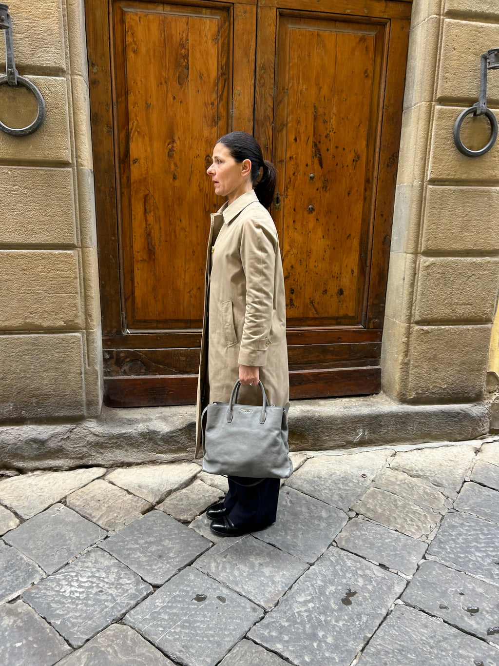 Miu Miu Borsa Tote in Pelle Grigia Miumiu